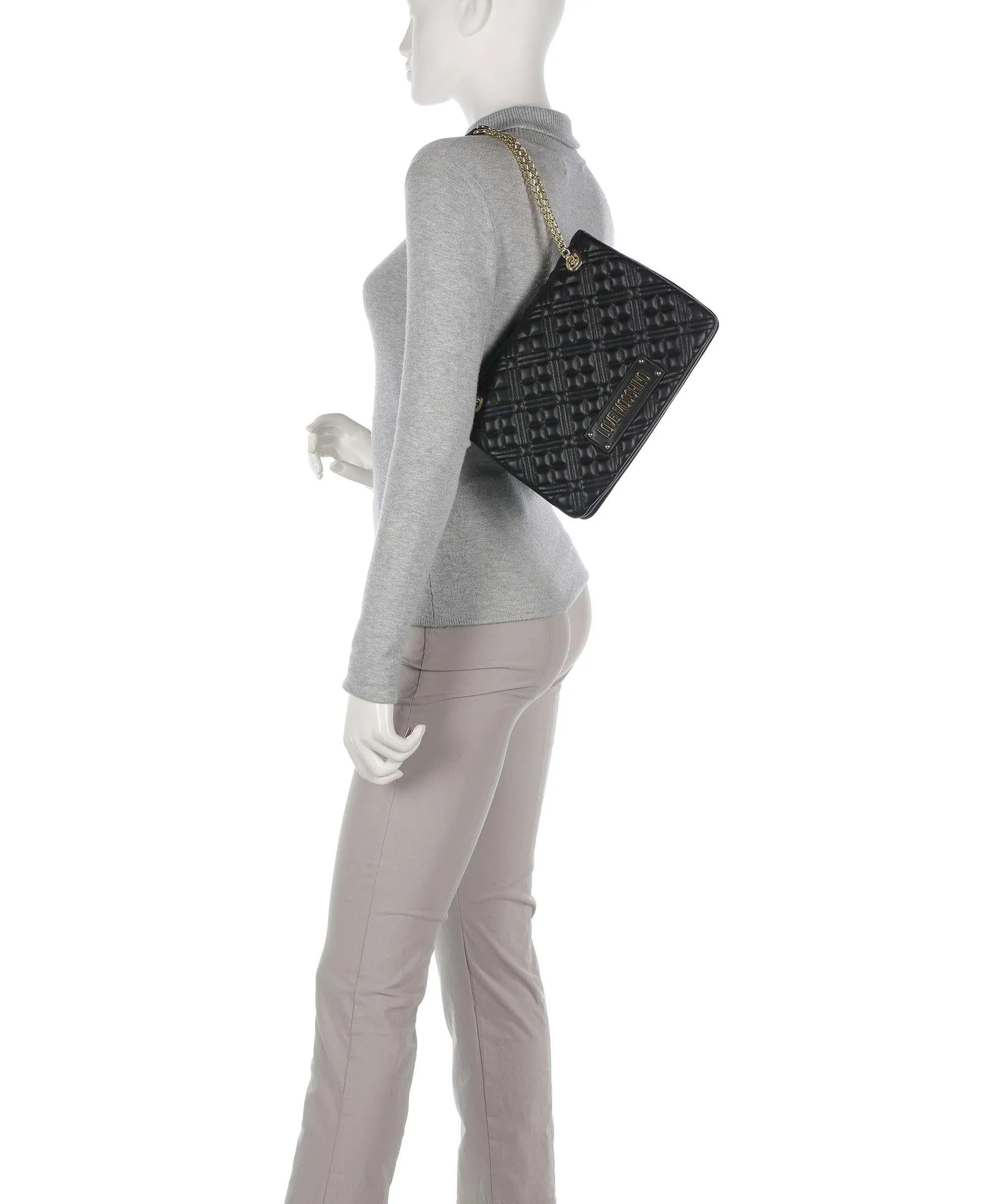  Love Moschino Quilted Borsa a spalla pelle sintetica nero  