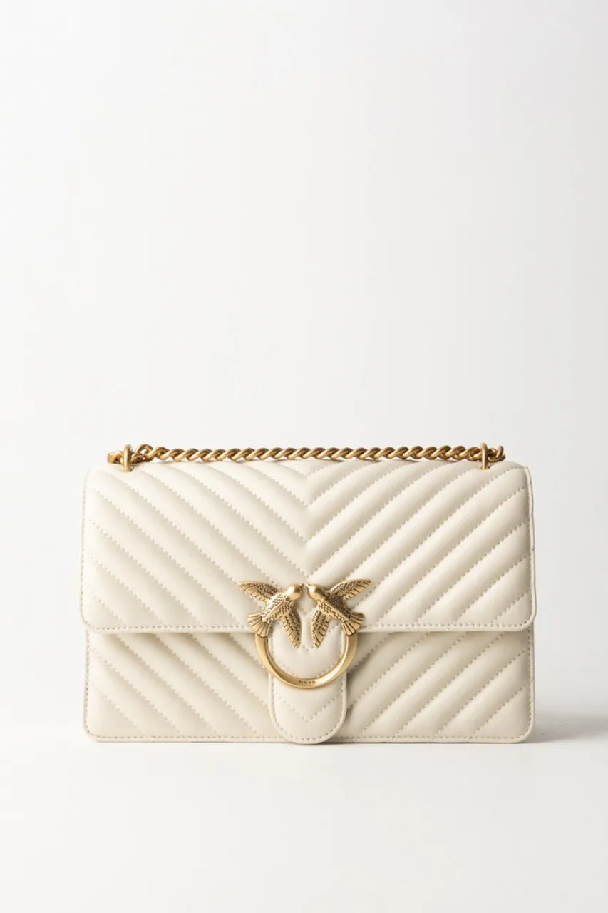 Love One Classic bag BIANCO SETA-ANTIQUE GOLD