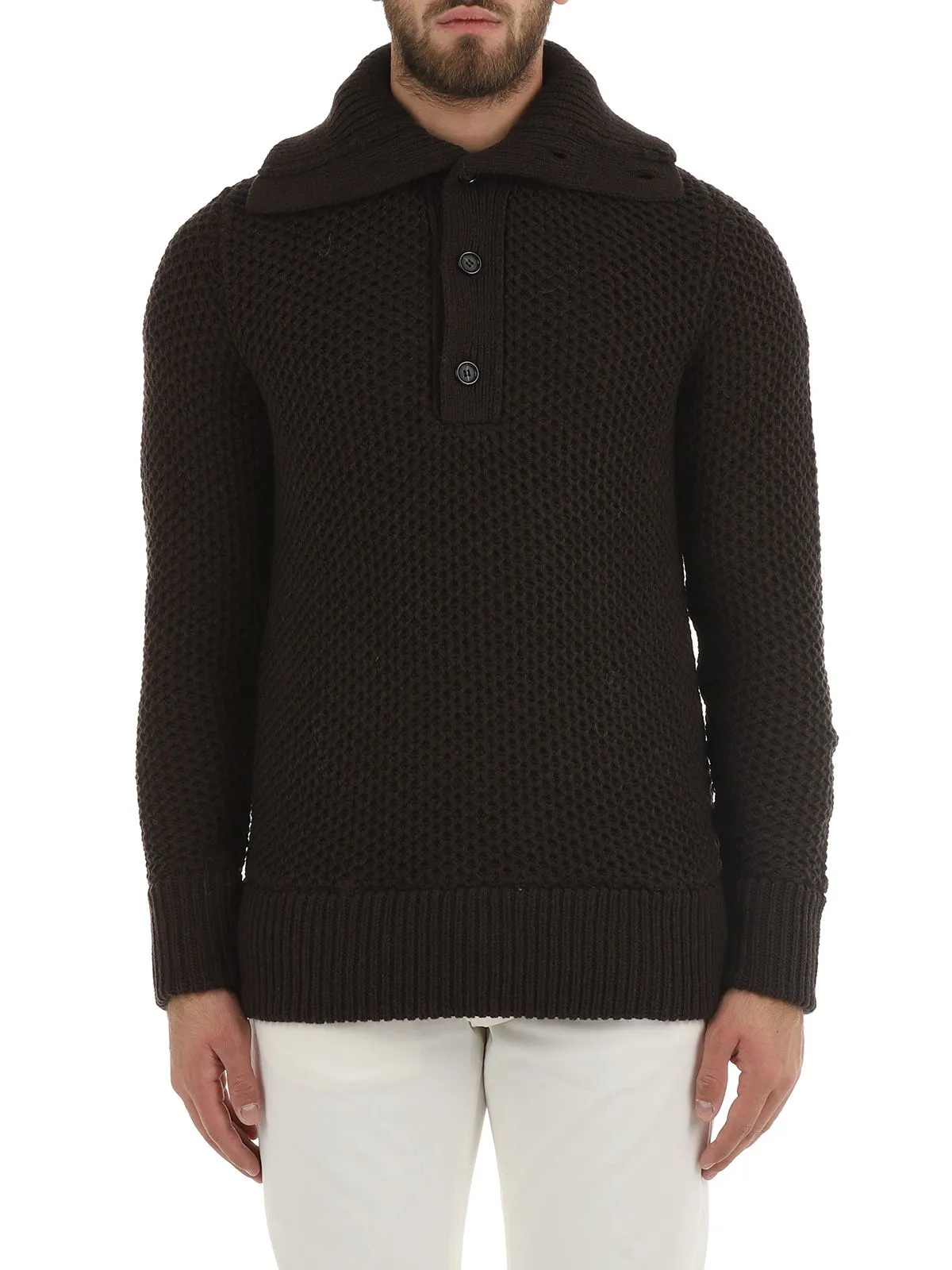 MAGLIA MARRONE A COLLO ALTO