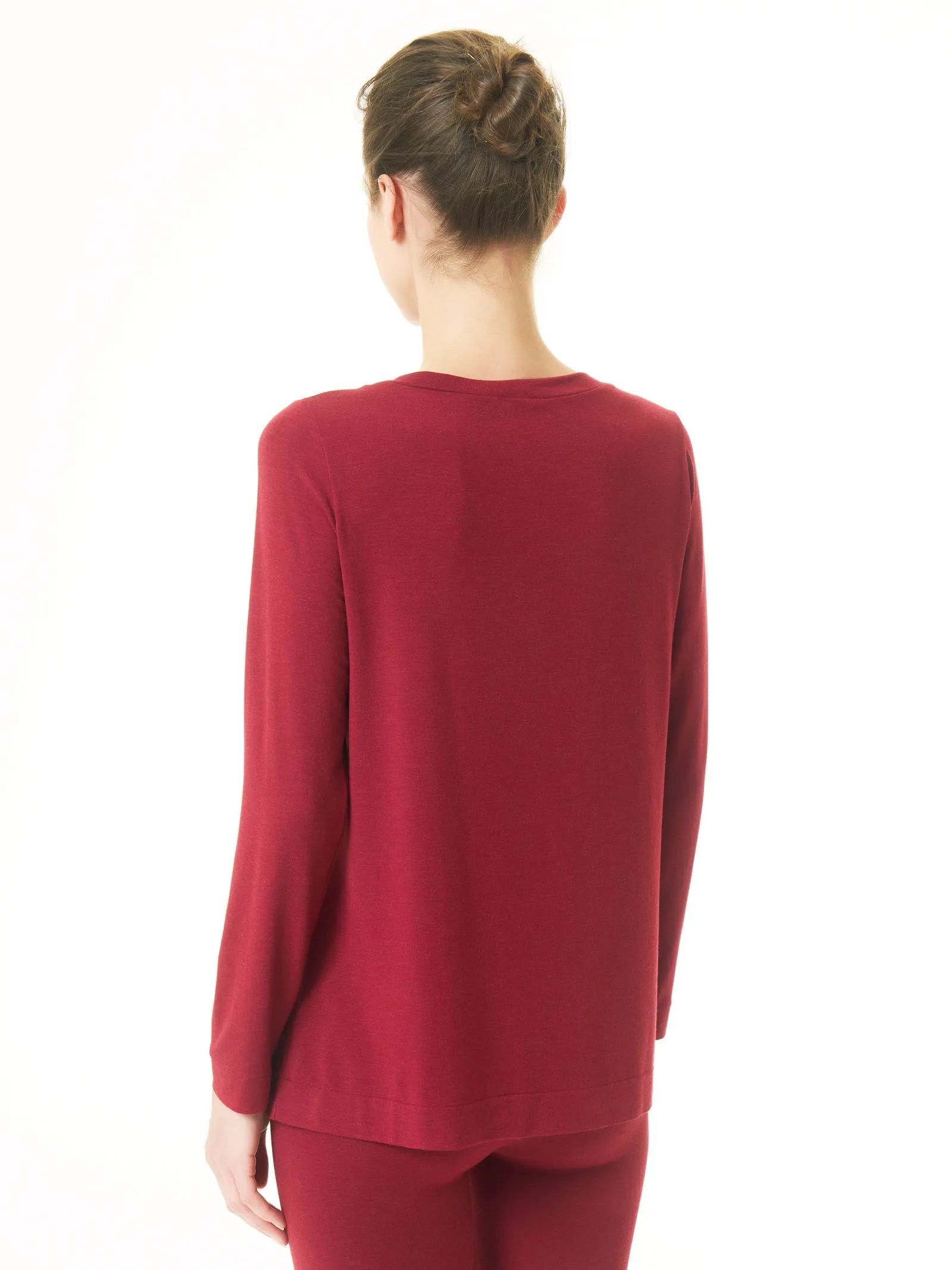 Maglietta con collo a barchetta in filato Tenderwool - Amarena