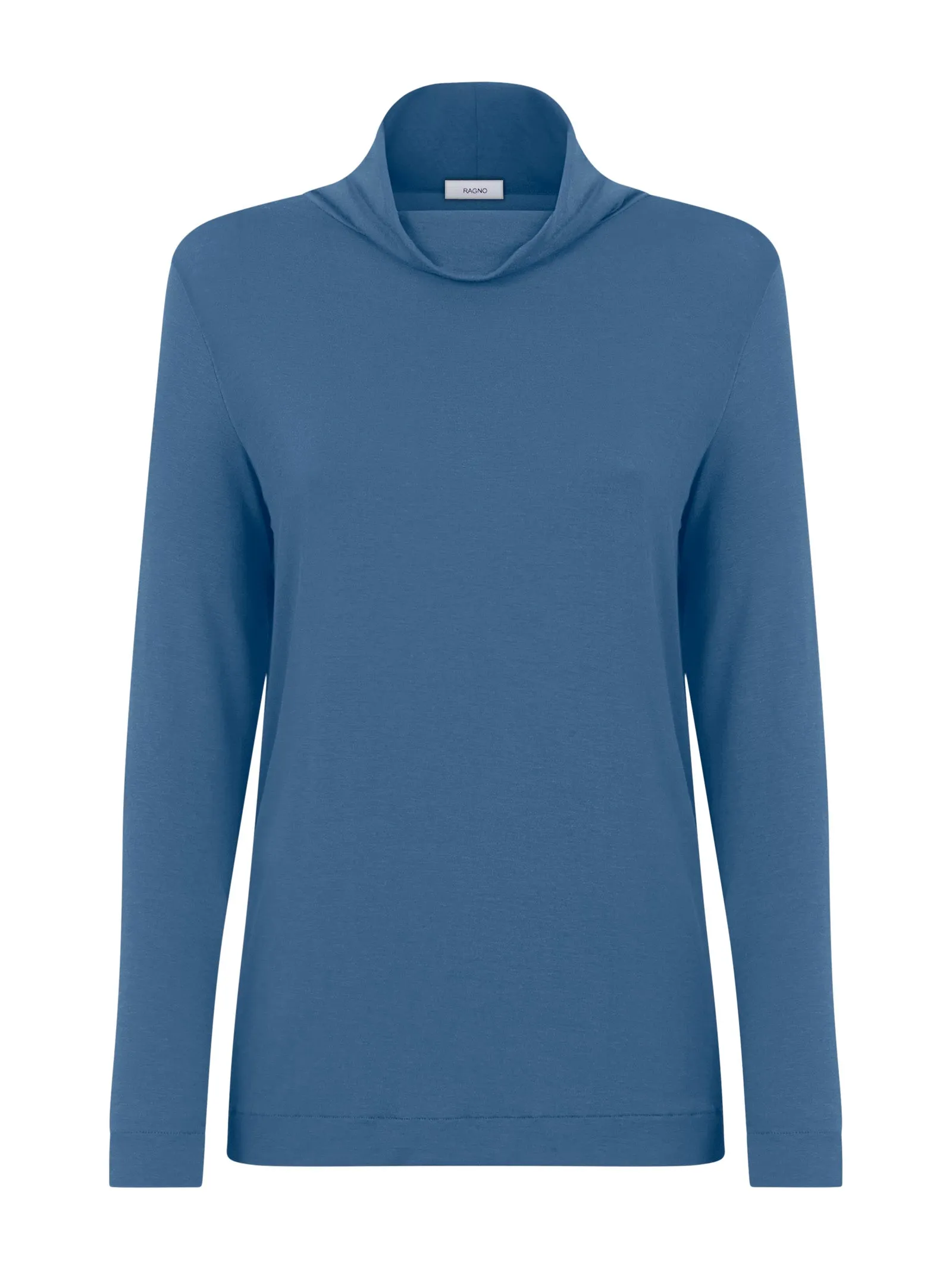 Maglietta con collo morbido in filato Tenderwool - Real Teal