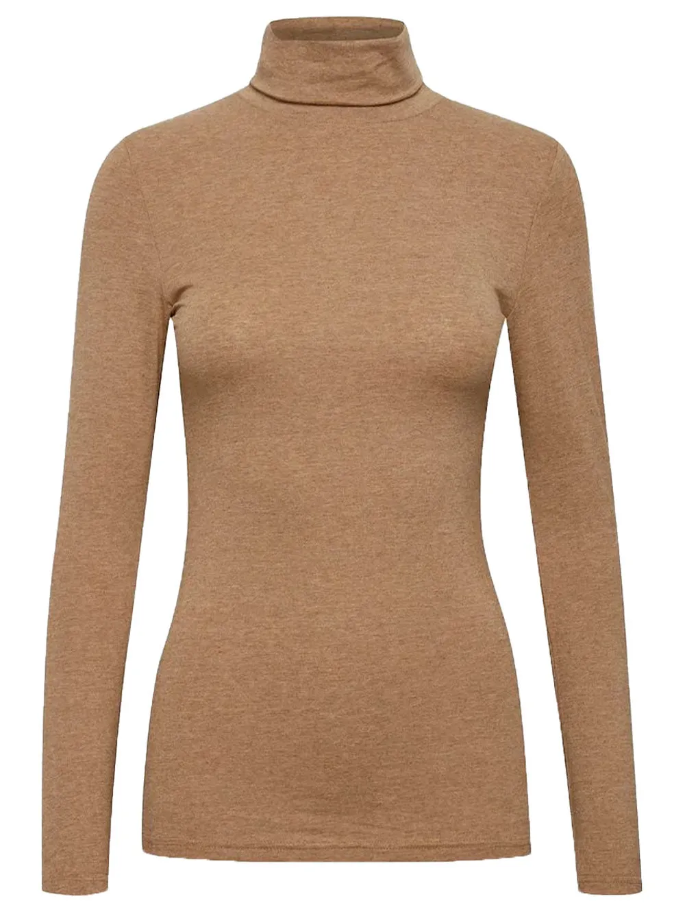 Maglietta donna a collo alto marrone