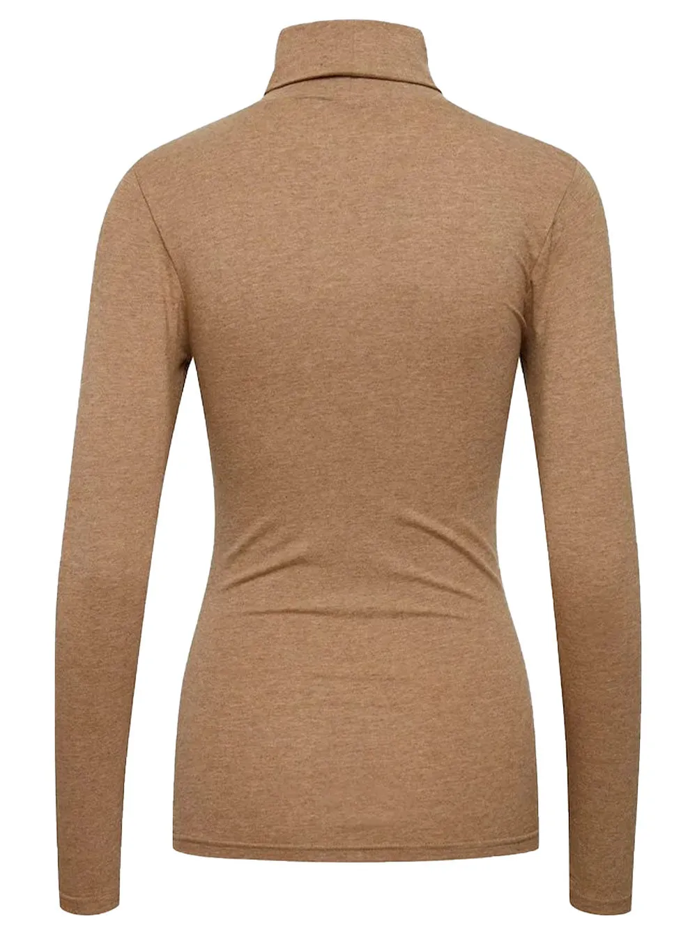 Maglietta donna a collo alto marrone