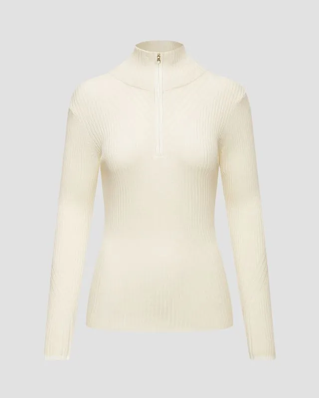 Maglione a collo alto beige da donna Varley Demi Half Zip Knit