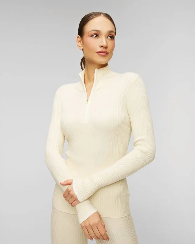 Maglione a collo alto beige da donna Varley Demi Half Zip Knit