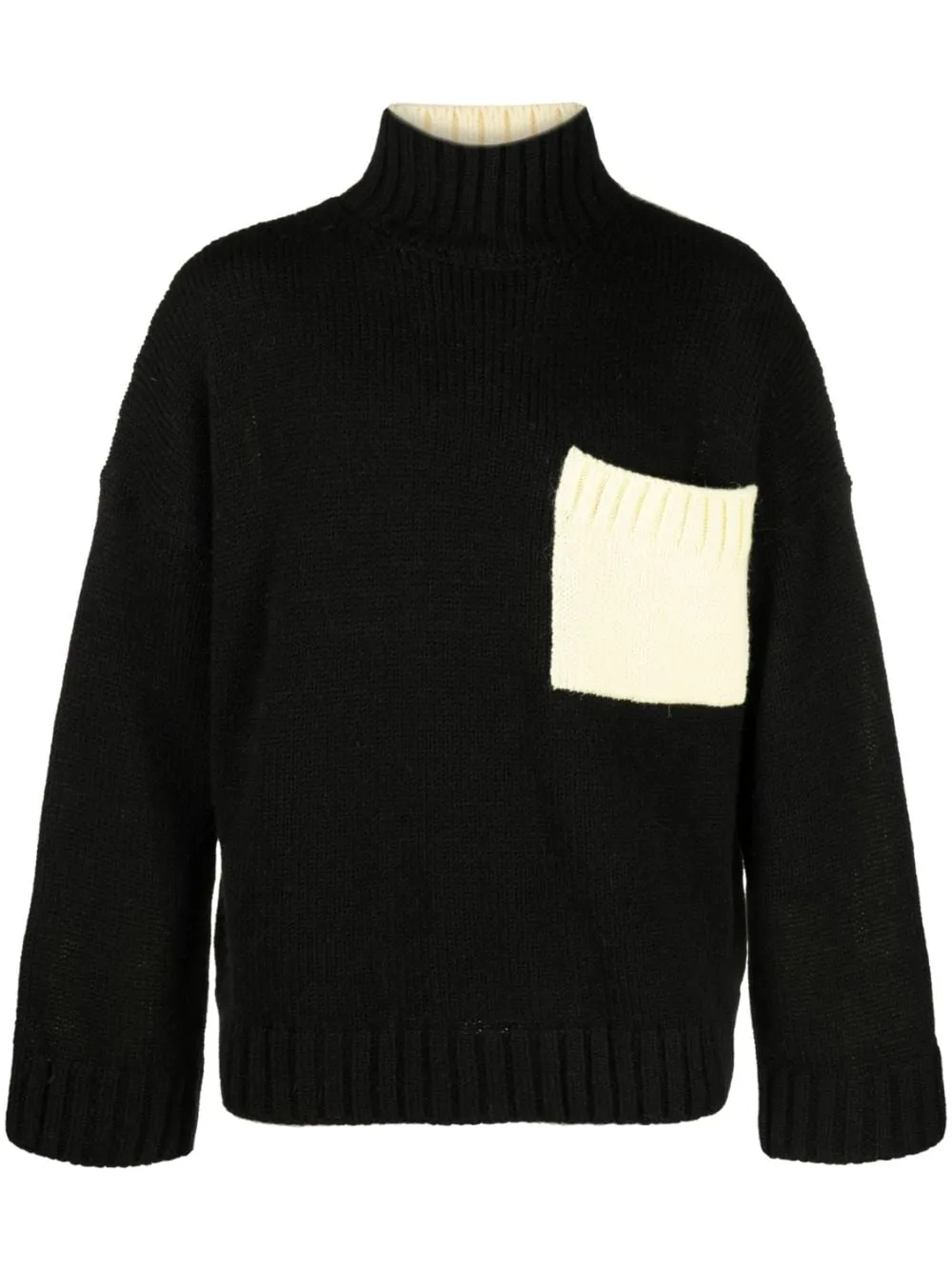 Maglione a collo alto con ricamo in nero e menta - donna