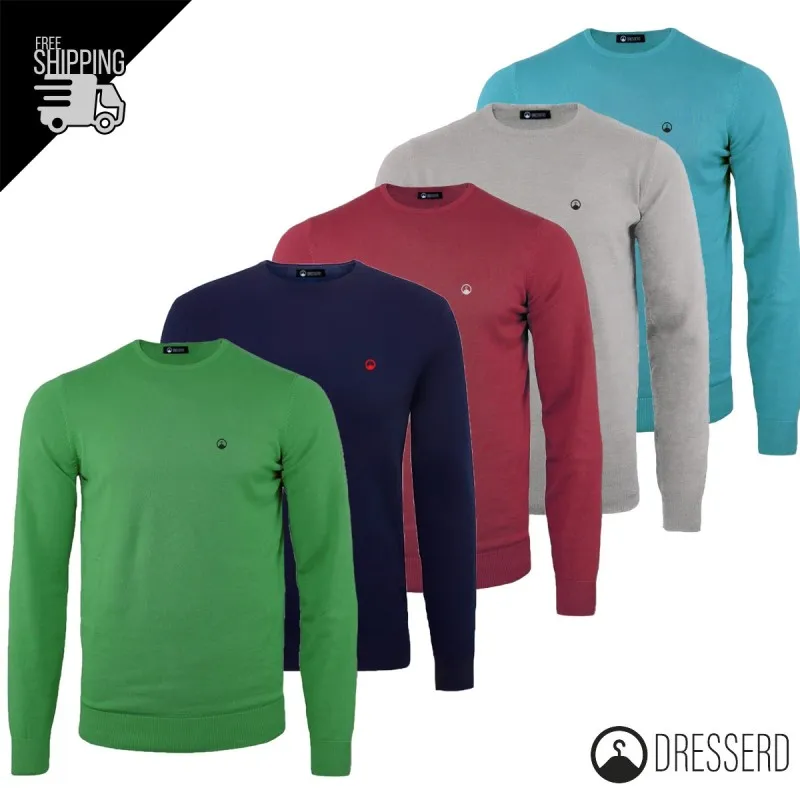 Maglione Cotone Girocollo Dresserd Manica Lunga 100% Cotone Regular Fit Maglioncino Primaverile