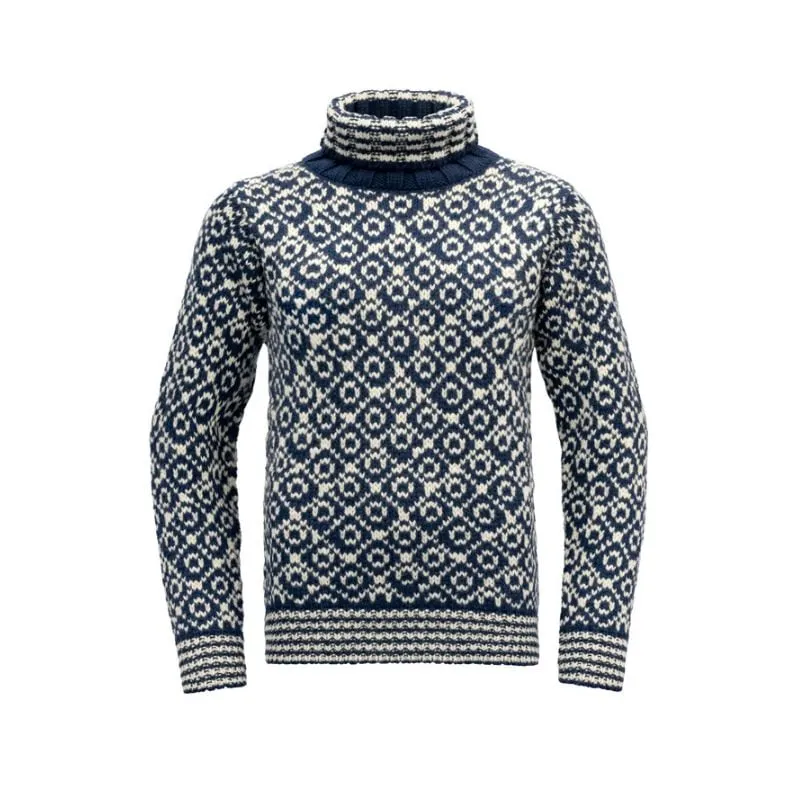 Maglione di lana Devold Collo alto in lana Svalbard (Night/Offwhite)