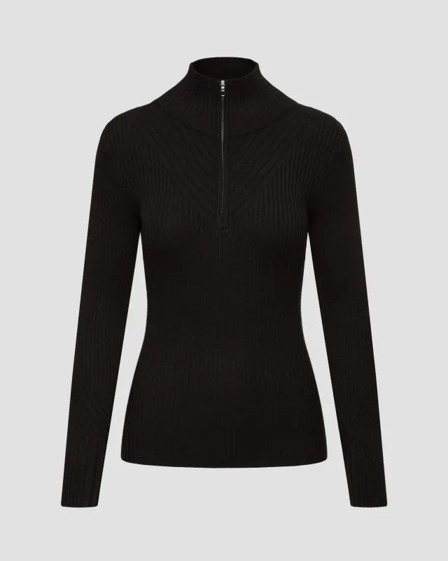 Maglione nero a collo alto da donna Varley Demi Half Zip Knit