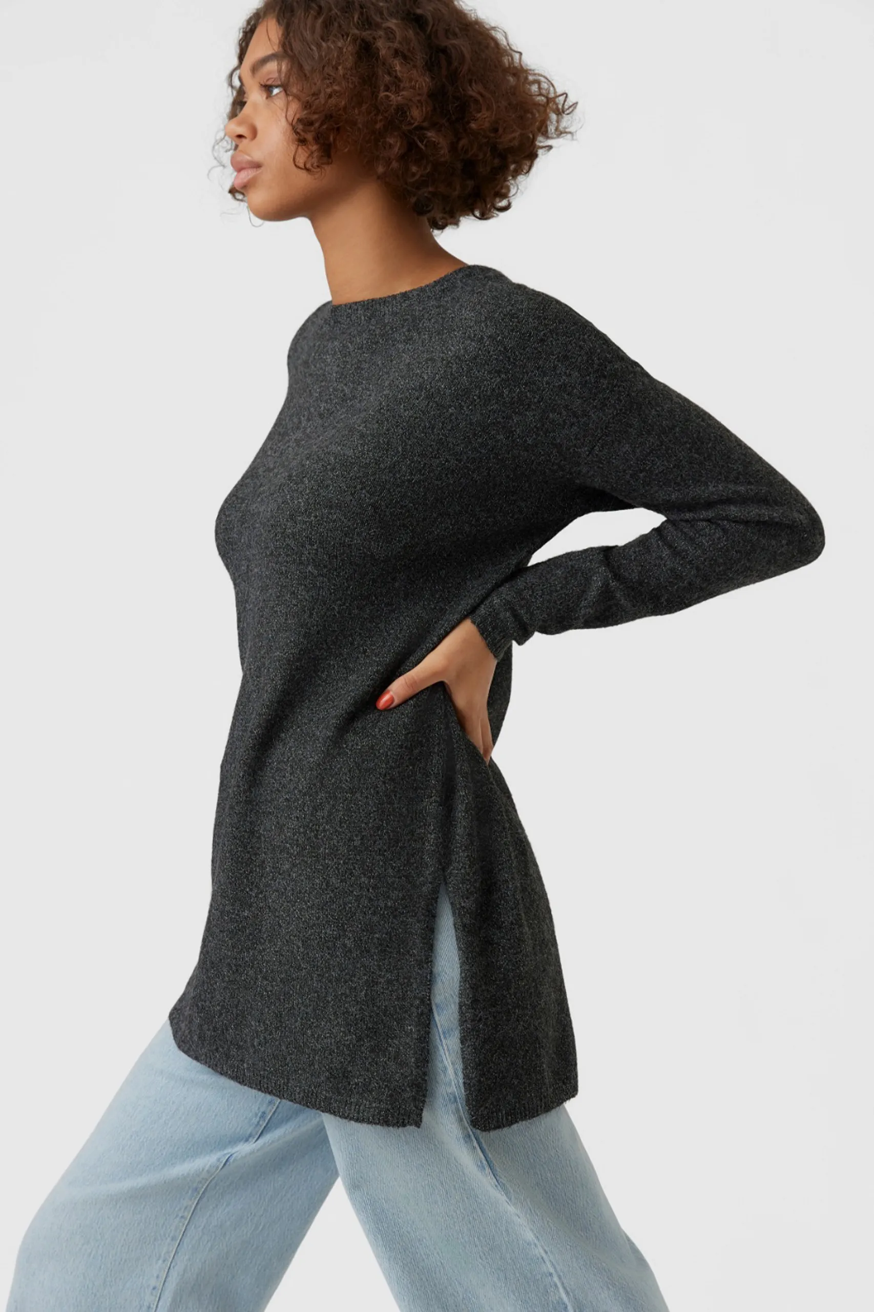 Maglione Vero Moda vmbrilliant ls o-neck long blou ga noos Nero