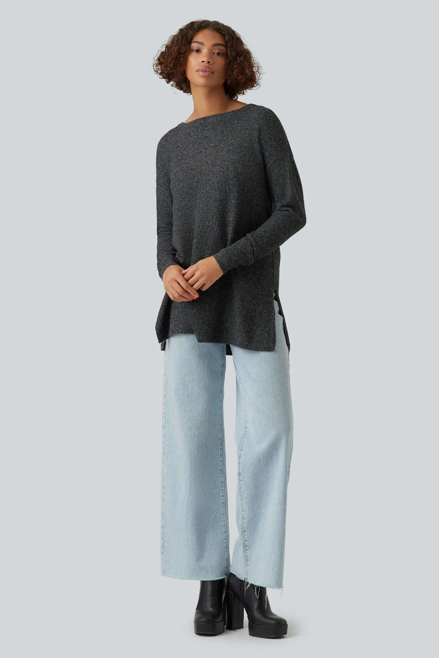 Maglione Vero Moda vmbrilliant ls o-neck long blou ga noos Nero