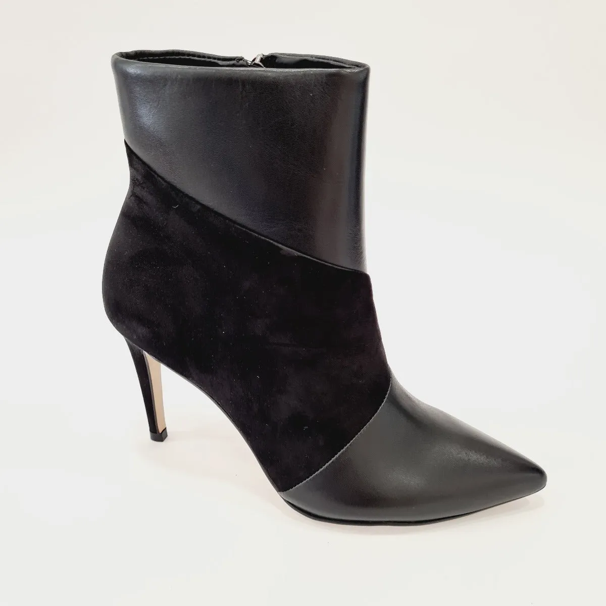 MissUnique Stivaletto  tacco alto 9 cm  Pelle + Camoscio Black rif.62