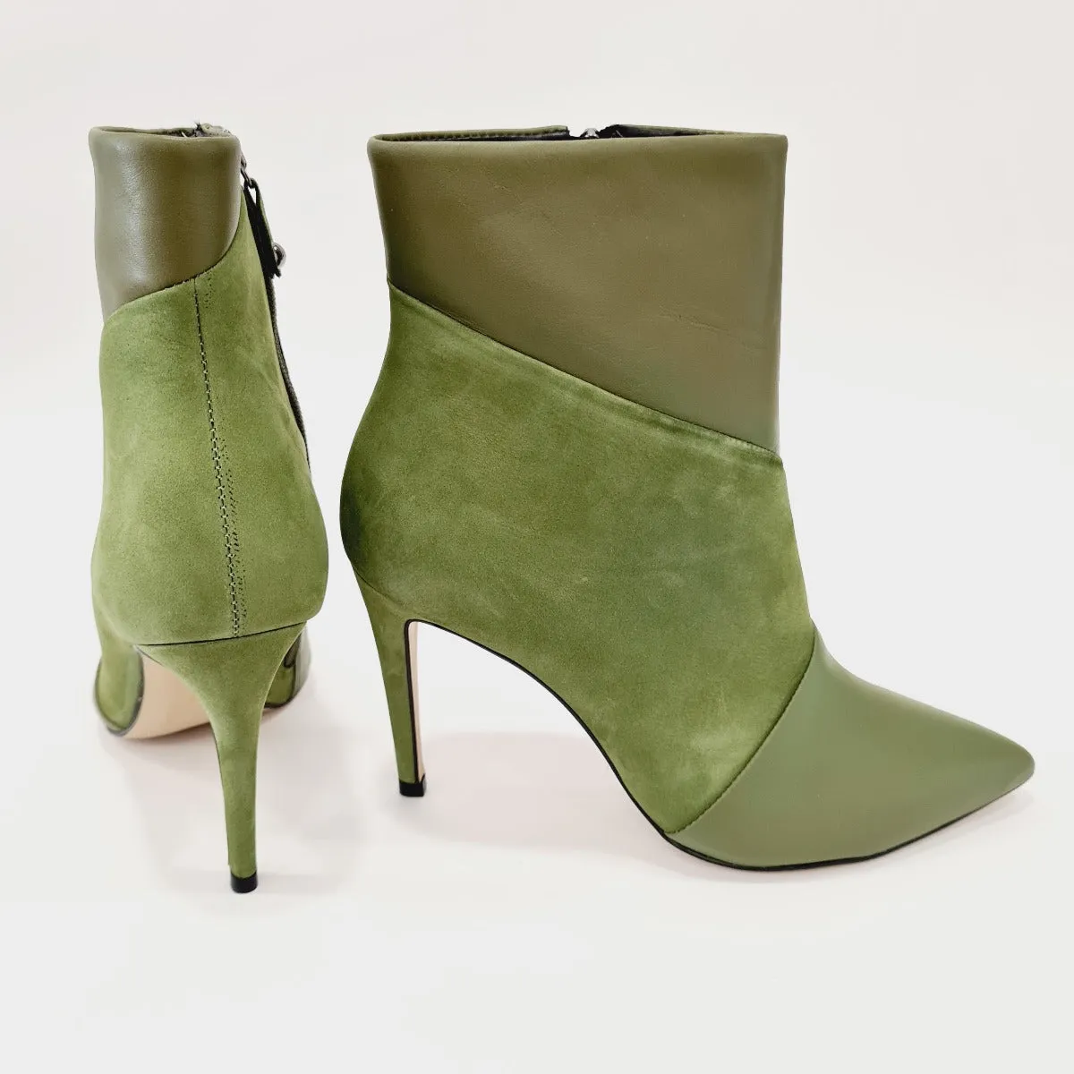 MissUnique Stivaletto  tacco alto 9 cm  Pelle + Camoscio Verde rif.63