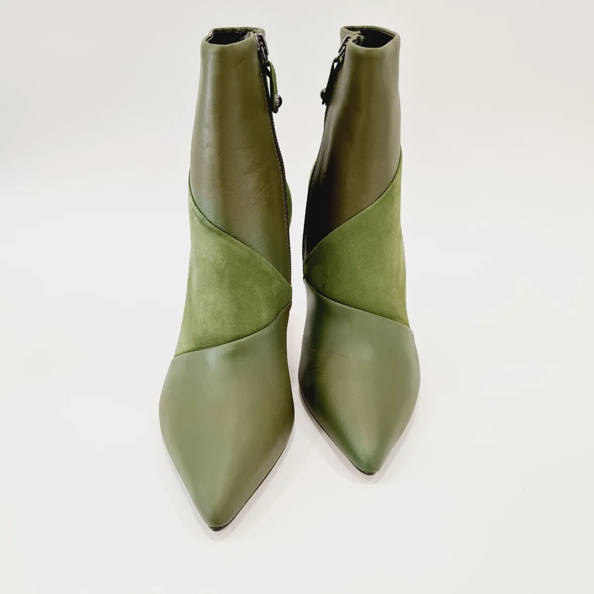 MissUnique Stivaletto  tacco alto 9 cm  Pelle + Camoscio Verde rif.63