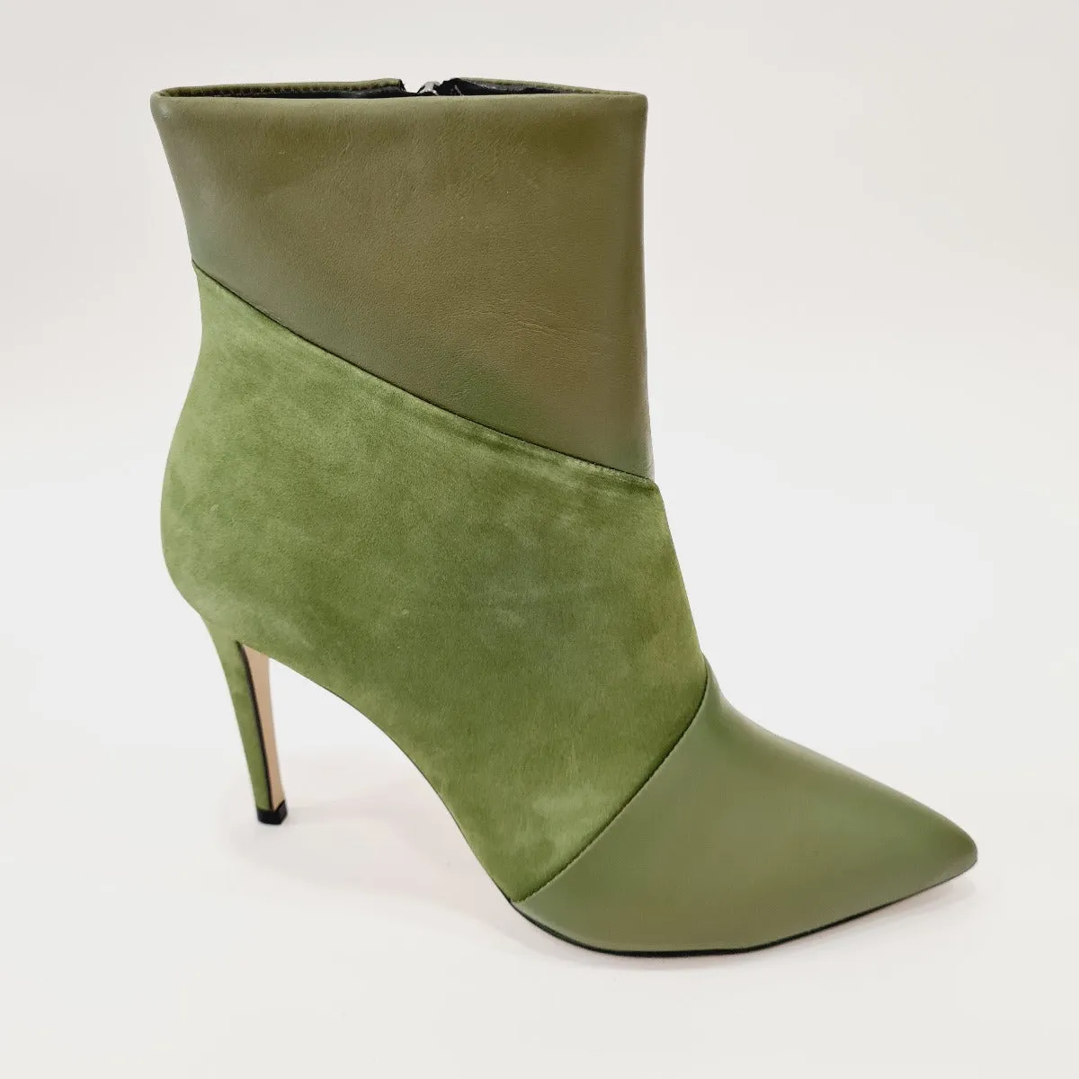 MissUnique Stivaletto  tacco alto 9 cm  Pelle + Camoscio Verde rif.63