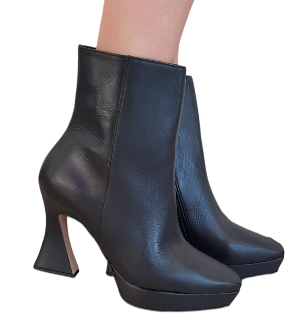 MissUnique Stivaletto  tacco alto 9 cm Plateau 2,5 cm Pelle Black rif.61