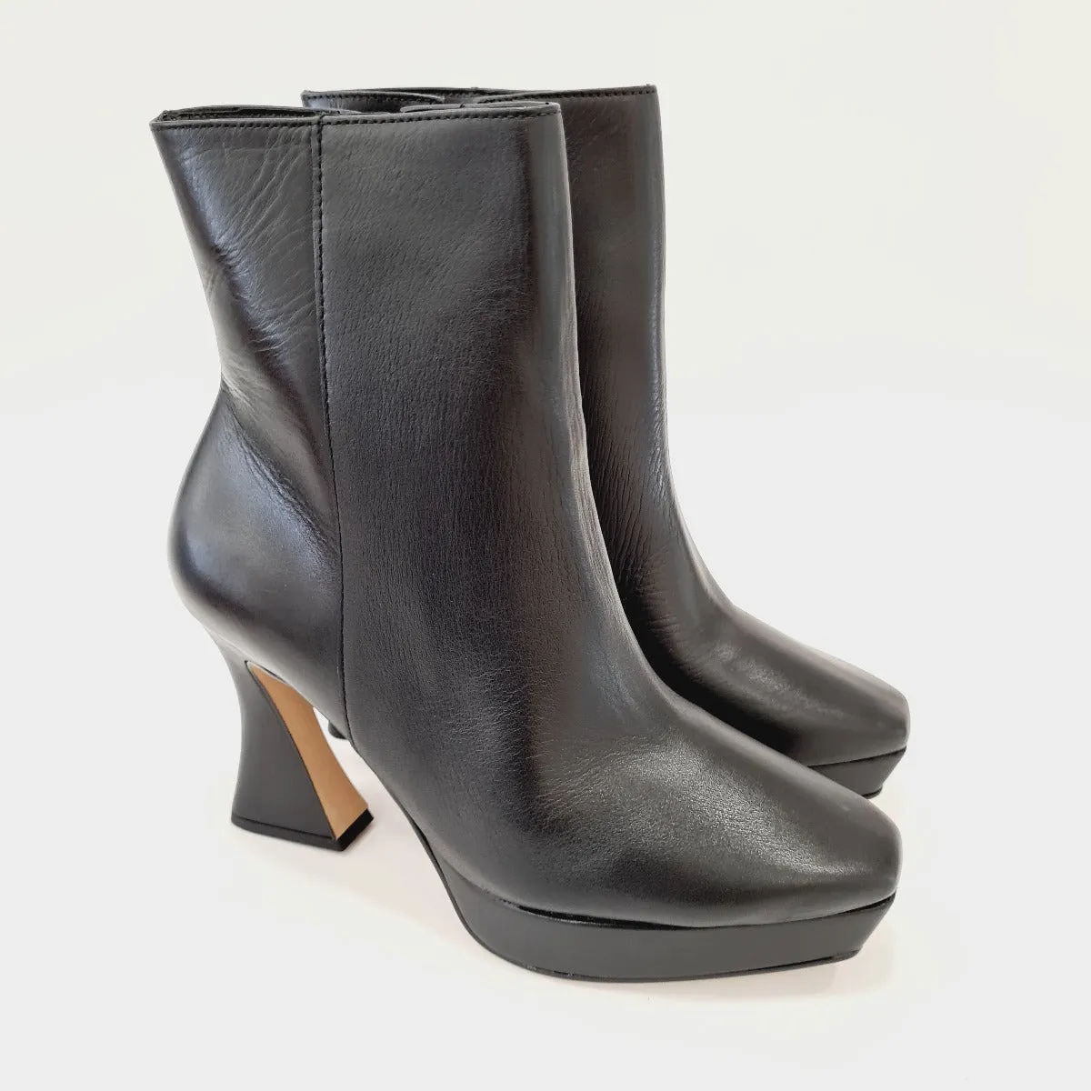 MissUnique Stivaletto  tacco alto 9 cm Plateau 2,5 cm Pelle Black rif.61