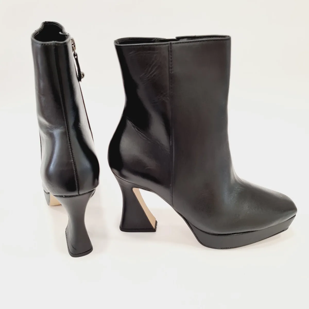 MissUnique Stivaletto  tacco alto 9 cm Plateau 2,5 cm Pelle Black rif.61