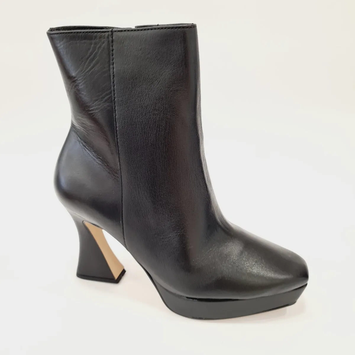 MissUnique Stivaletto  tacco alto 9 cm Plateau 2,5 cm Pelle Black rif.61