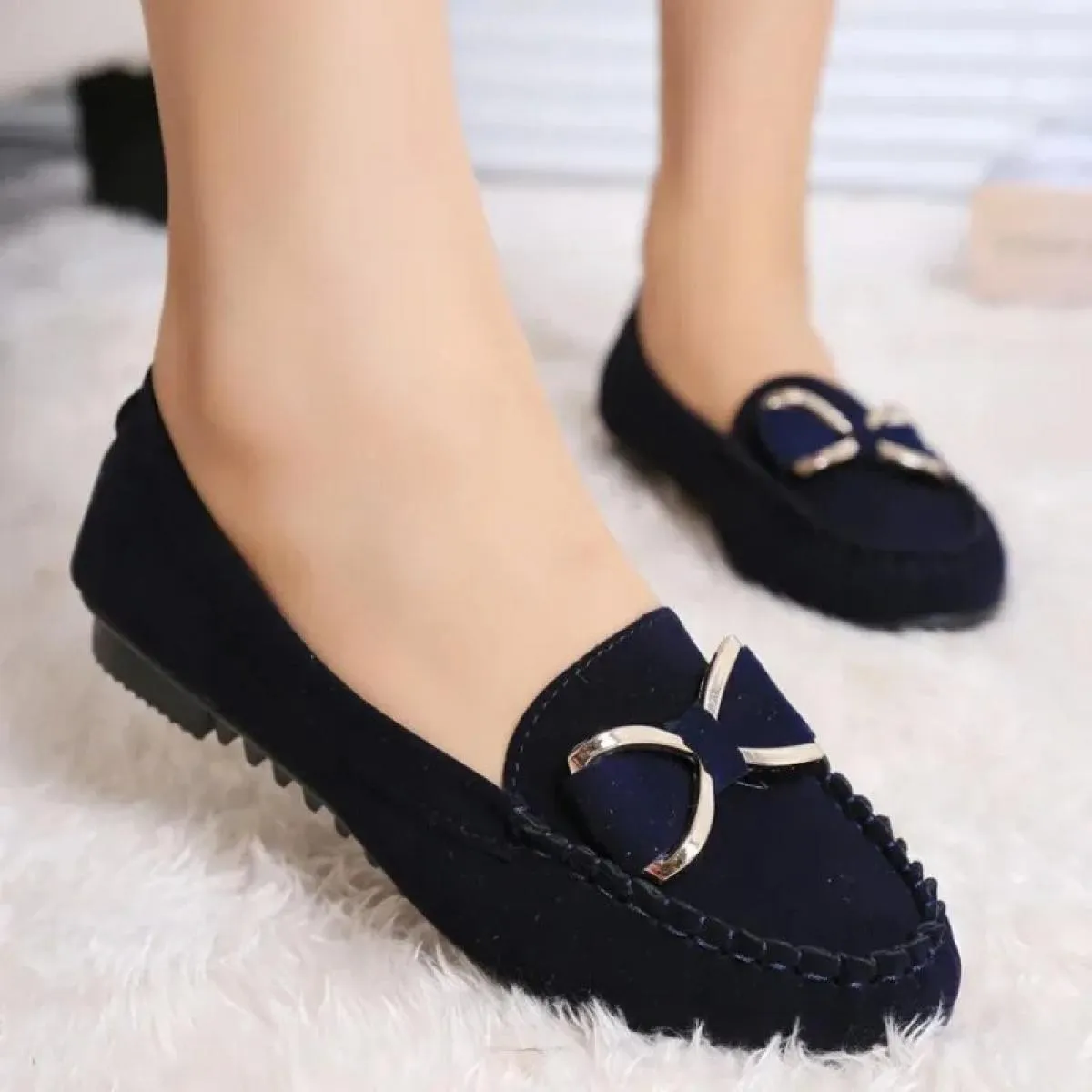 Moda donna Casual Lofers Scarpe basse Donna Autunno Elegante Nodo a farfalla Scarpe comode Donna Morbido classico 2024