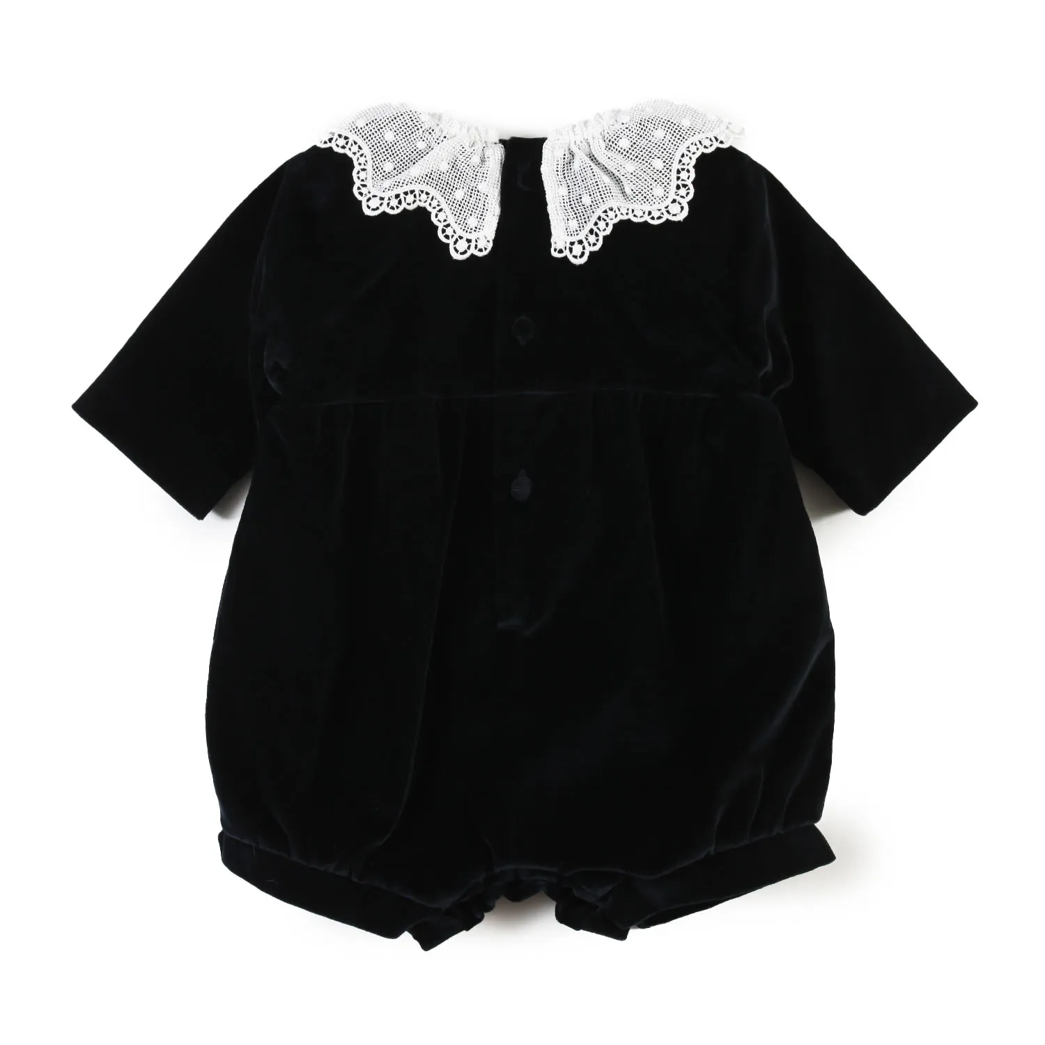 Pagliaccetto Bambina Blu Con Collo Macramè
