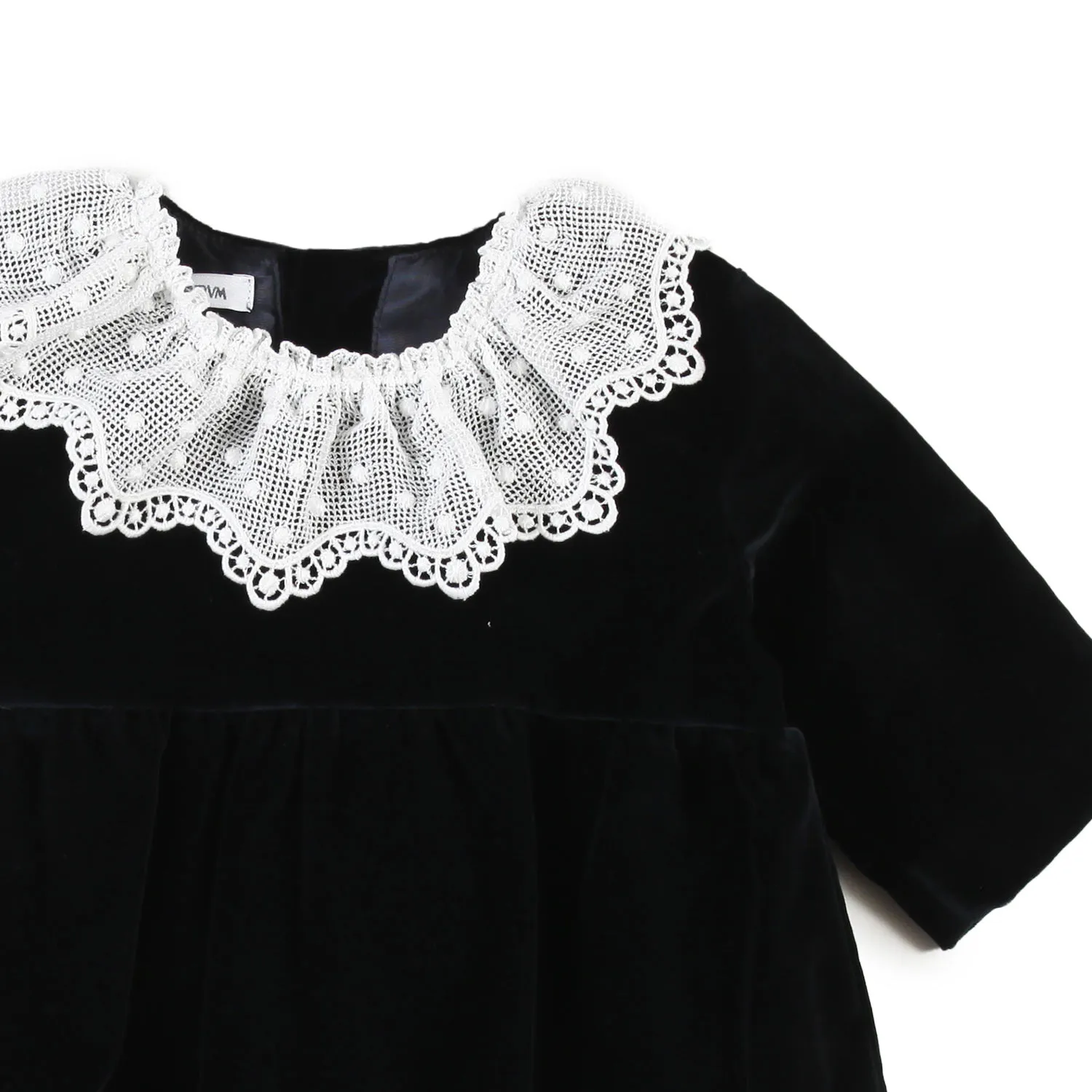 Pagliaccetto Bambina Blu Con Collo Macramè