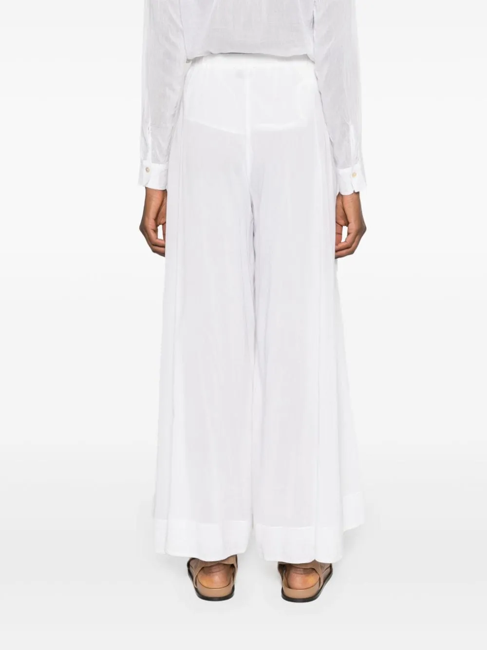 Pantaloni a gamba ampia in bianco - donna