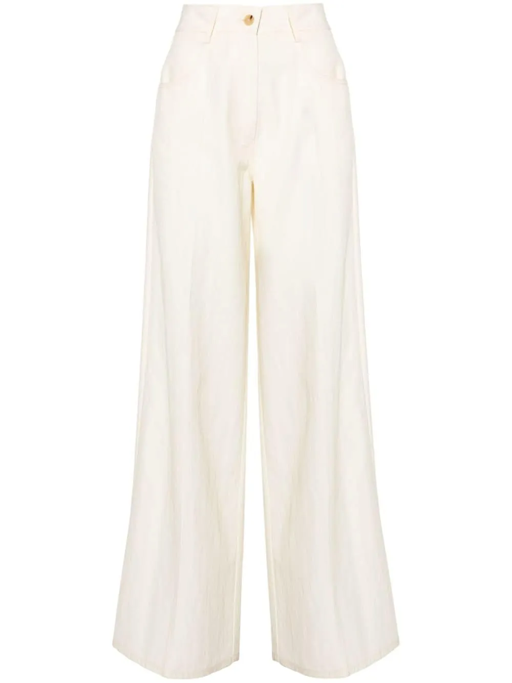 Pantaloni a gamba larga con bottoni in bianco - donna