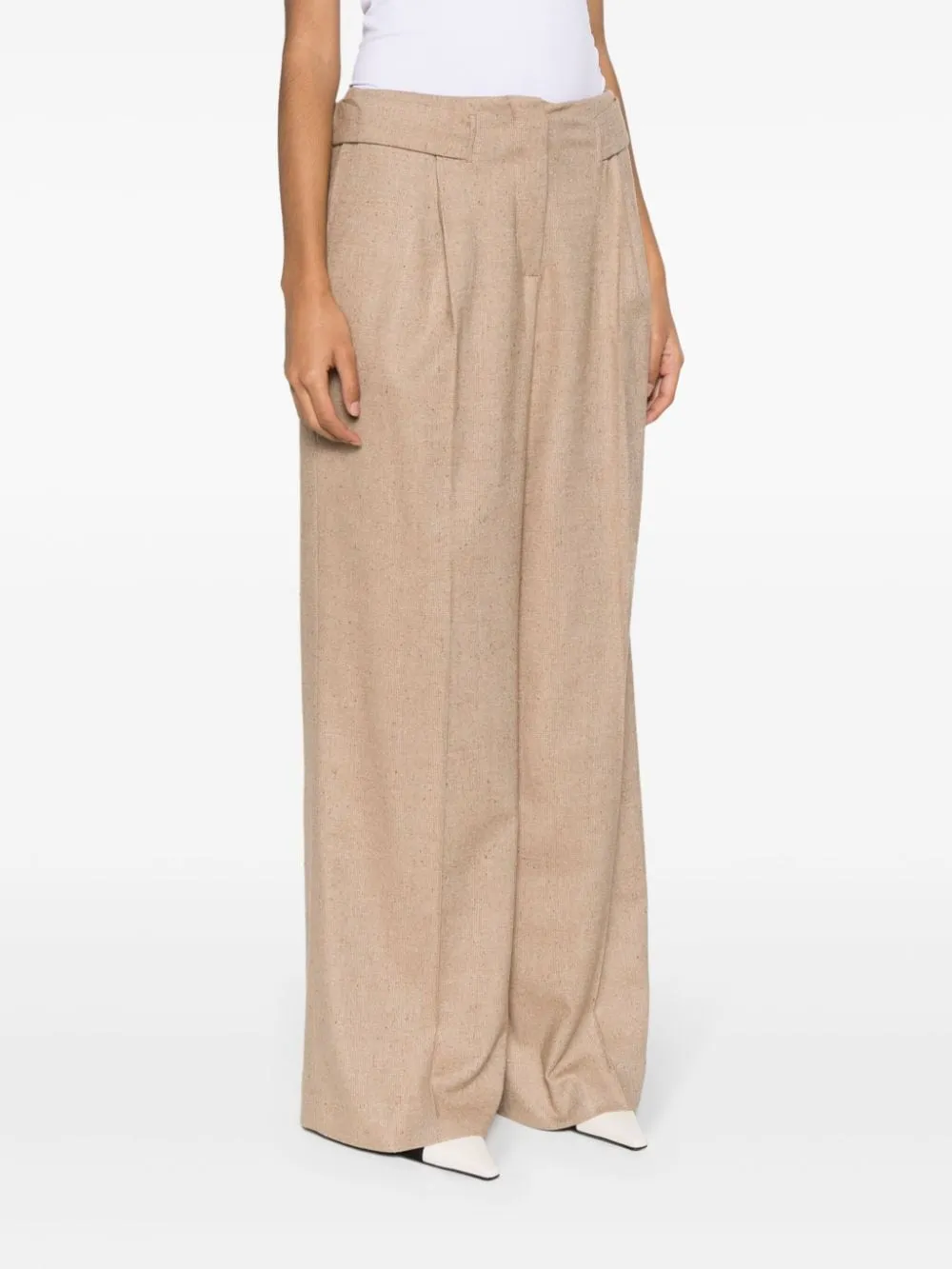 Pantaloni a gamba larga in beige - donna