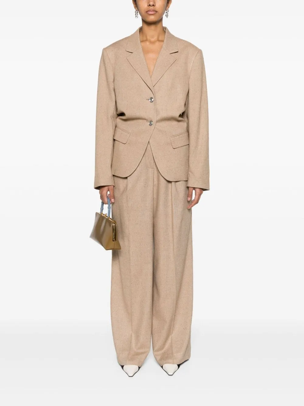 Pantaloni a gamba larga in beige - donna