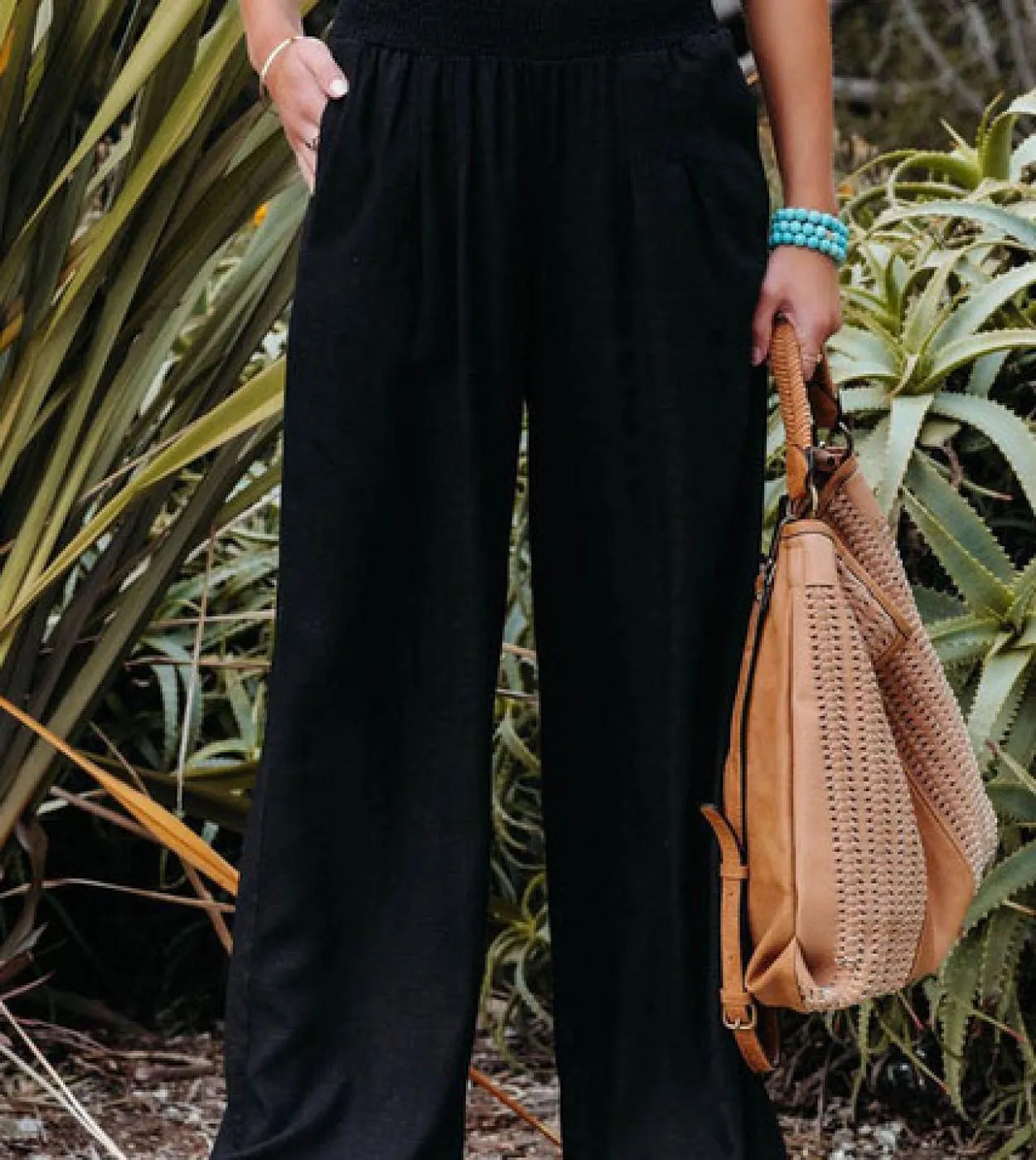 Pantaloni a gamba larga in lino di cotone casual Solid Fashion Summer Loose Ol Style Pantaloni da donna Pantaloni elastici 14 co