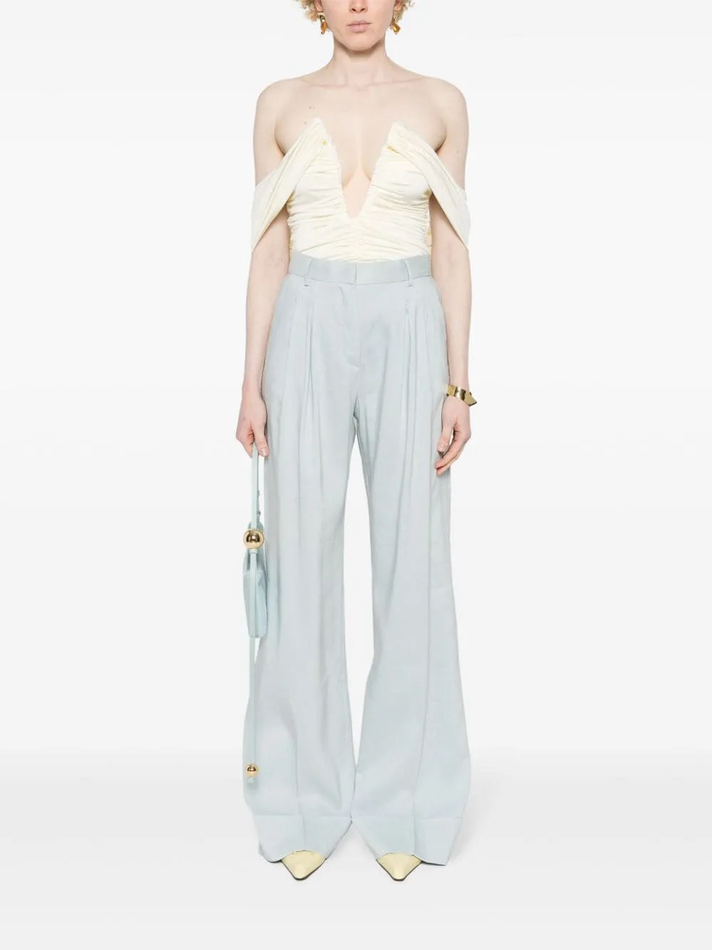 Pantaloni a gamba larga nathalie in azzurro - donna