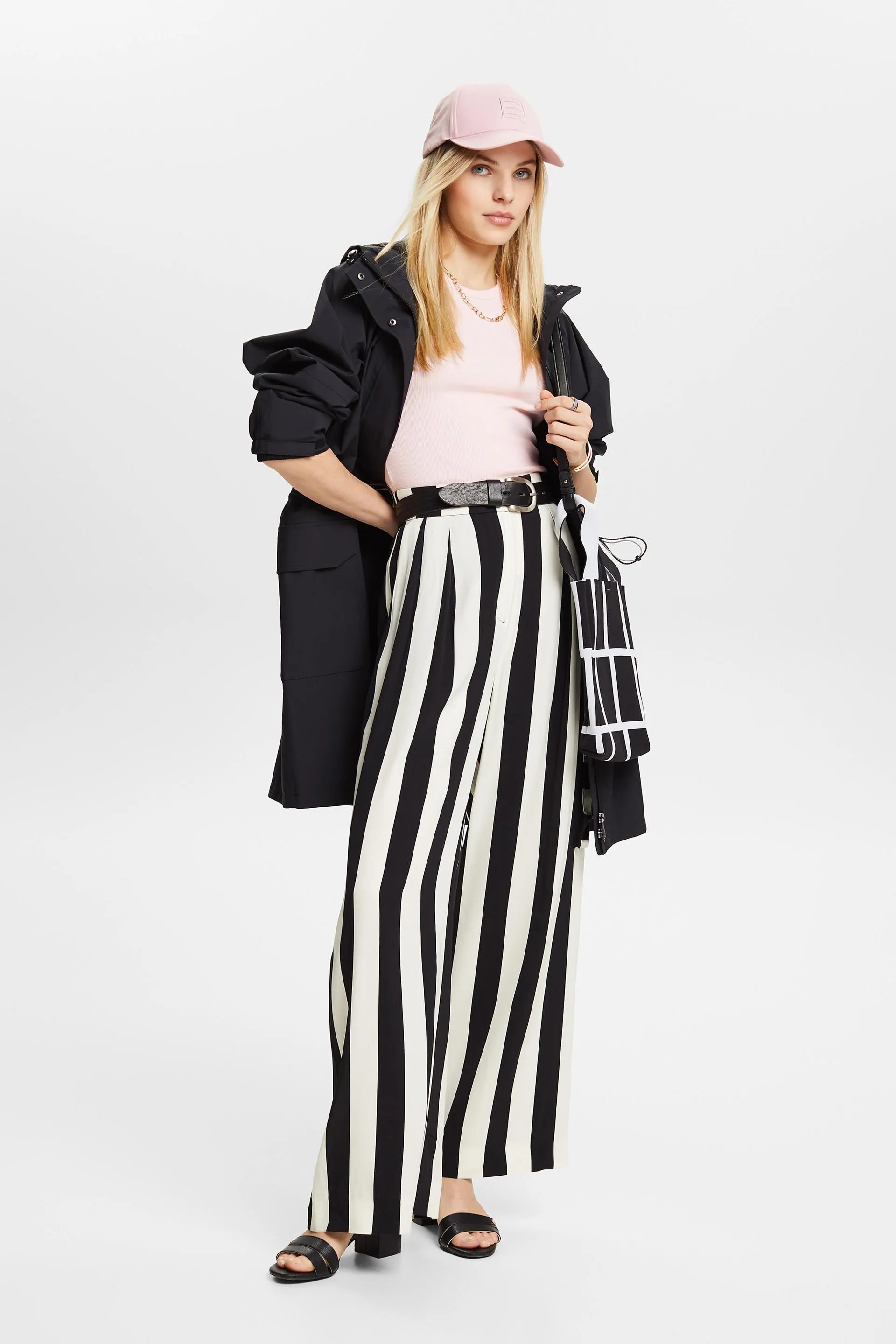 Pantaloni a righe con gamba larga