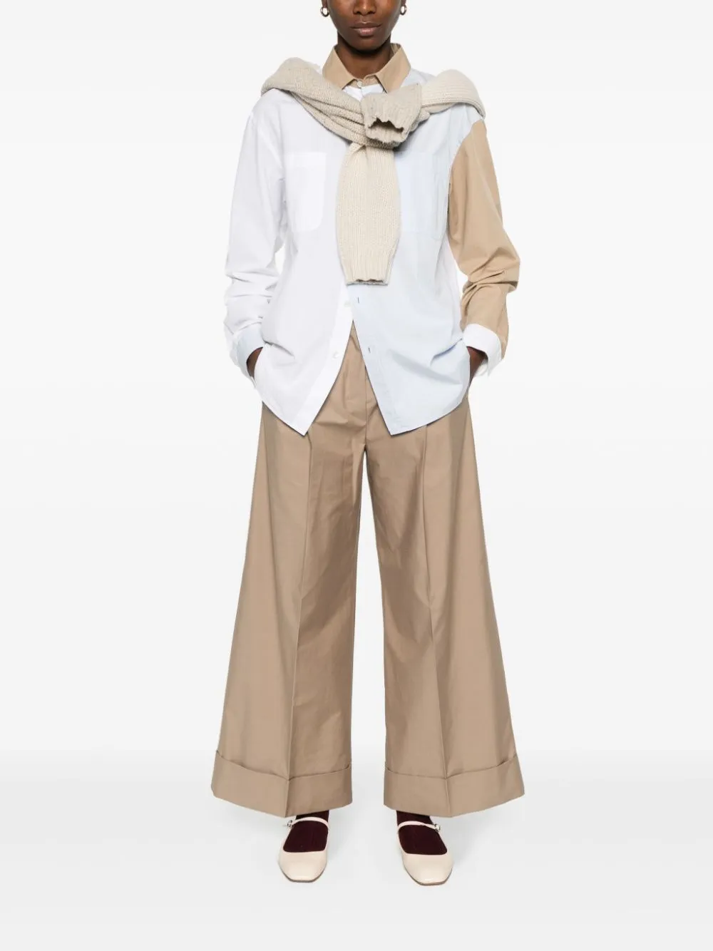Pantaloni Abba a gamba ampia in beige - donna
