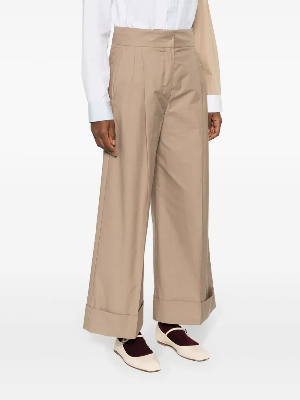 Pantaloni Abba a gamba ampia in beige - donna
