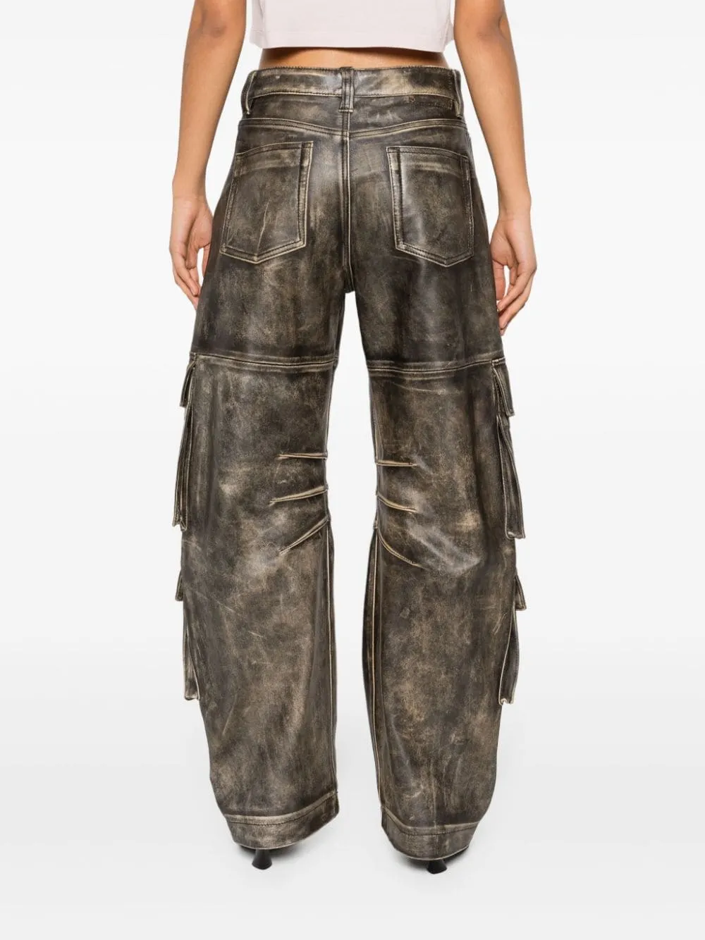 Pantaloni cargo a gamba larga in marrone - donna