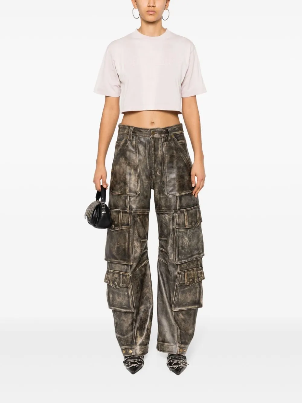 Pantaloni cargo a gamba larga in marrone - donna