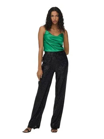 Pantaloni Donna Gamba Larga Dorati