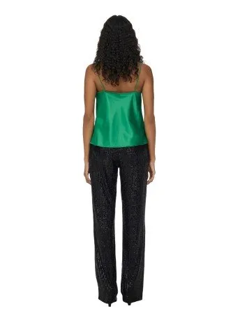 Pantaloni Donna Gamba Larga Dorati