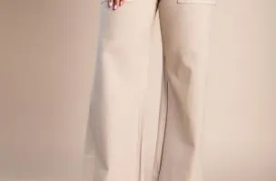 Pantaloni in cotone con gamba larga, colore marrone
