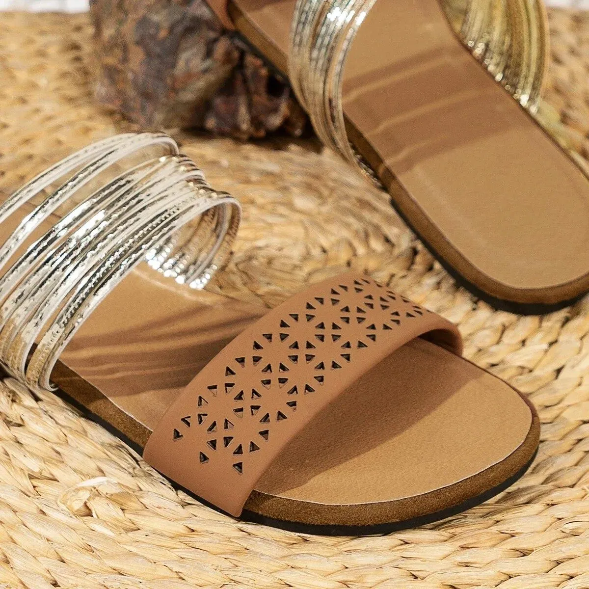 Pantofole da donna Scarpe estive taglie forti con scivolo per donna Scarpe da spiaggia Casual da donna piatte con punta aperta r