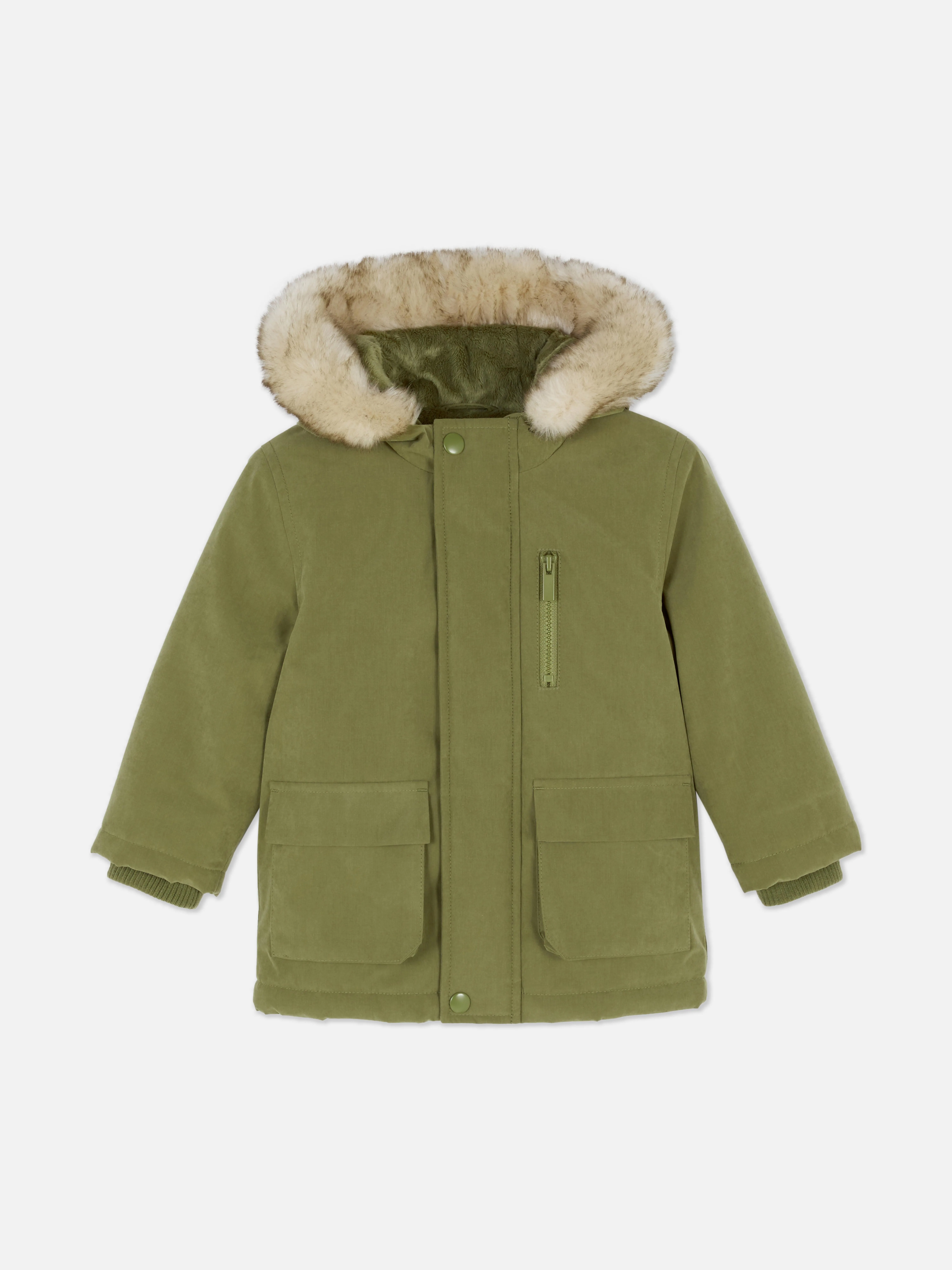 Parka con cappuccio in pelo sintetico