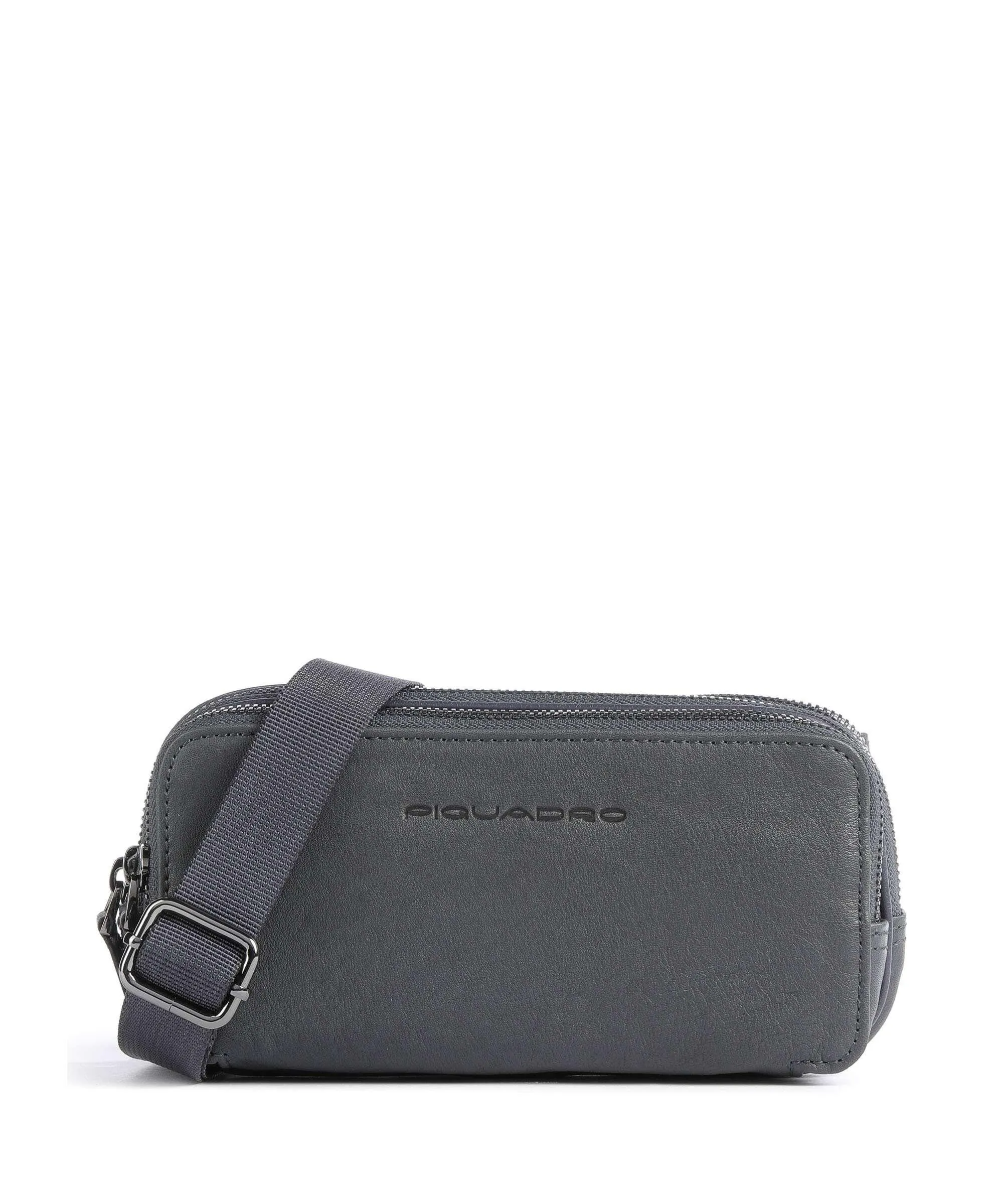  Piquadro Black Square Borsa da polso pelle, pelle a grana fine blu scuro  