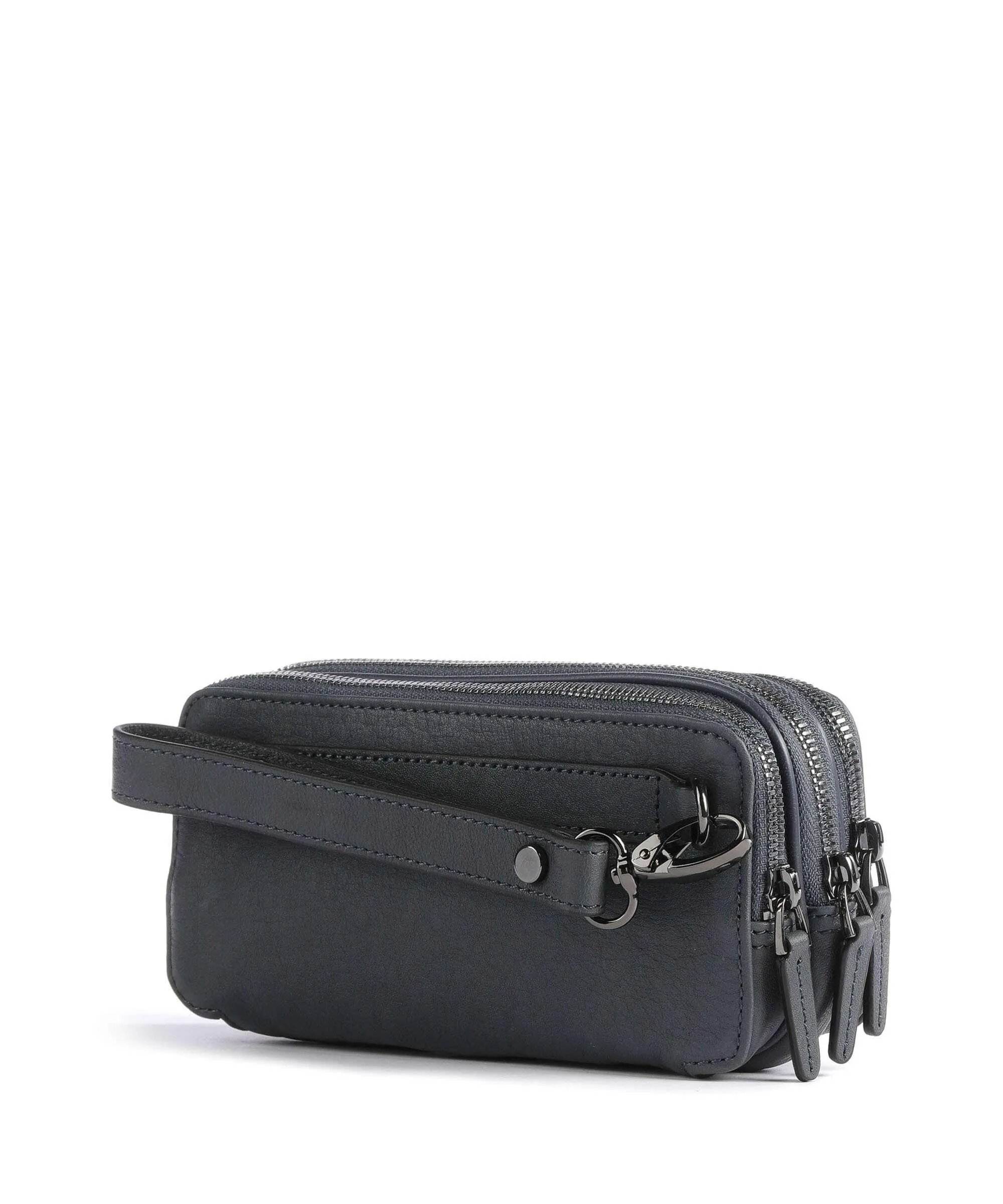  Piquadro Black Square Borsa da polso pelle, pelle a grana fine blu scuro  