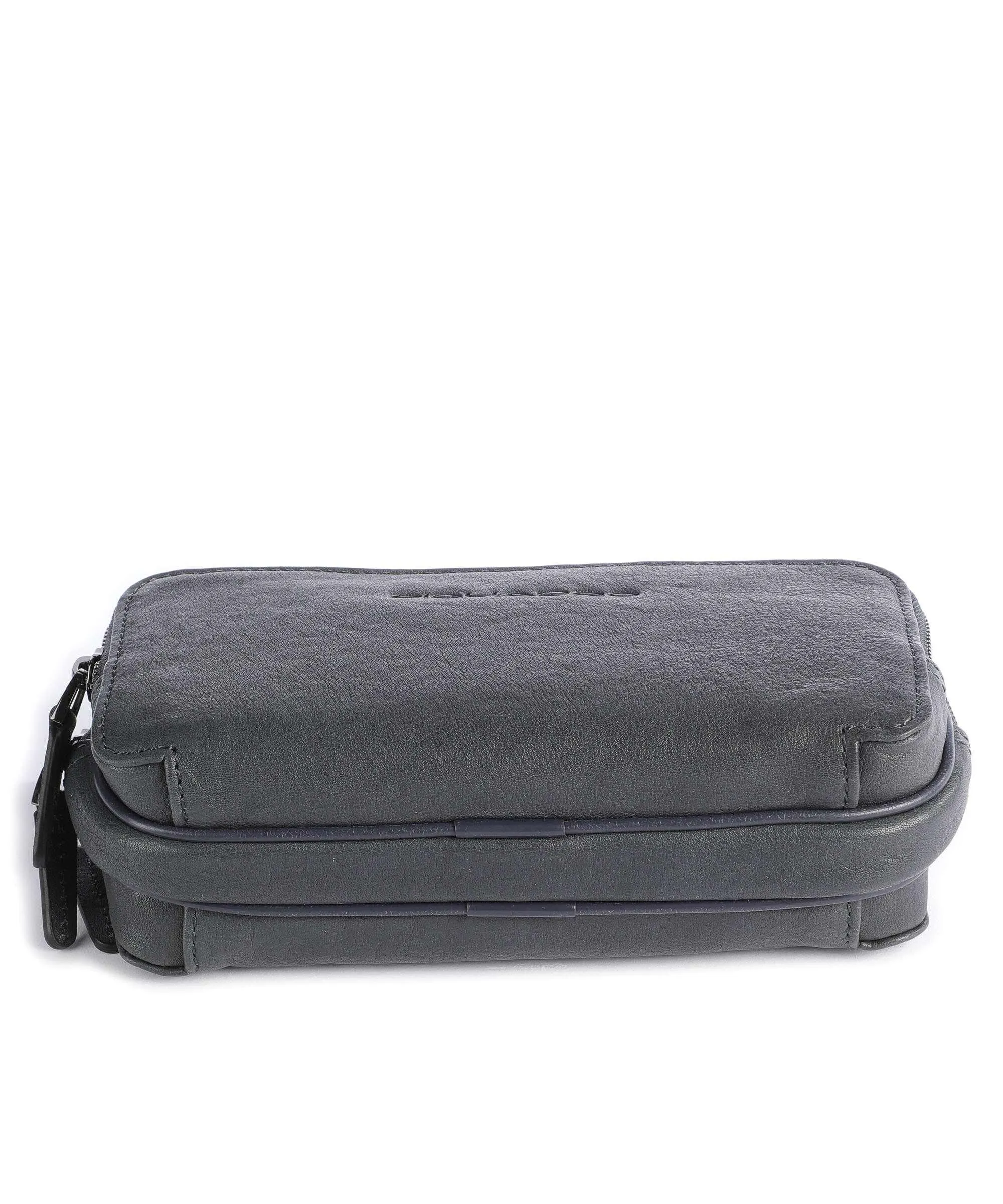  Piquadro Black Square Borsa da polso pelle, pelle a grana fine blu scuro  