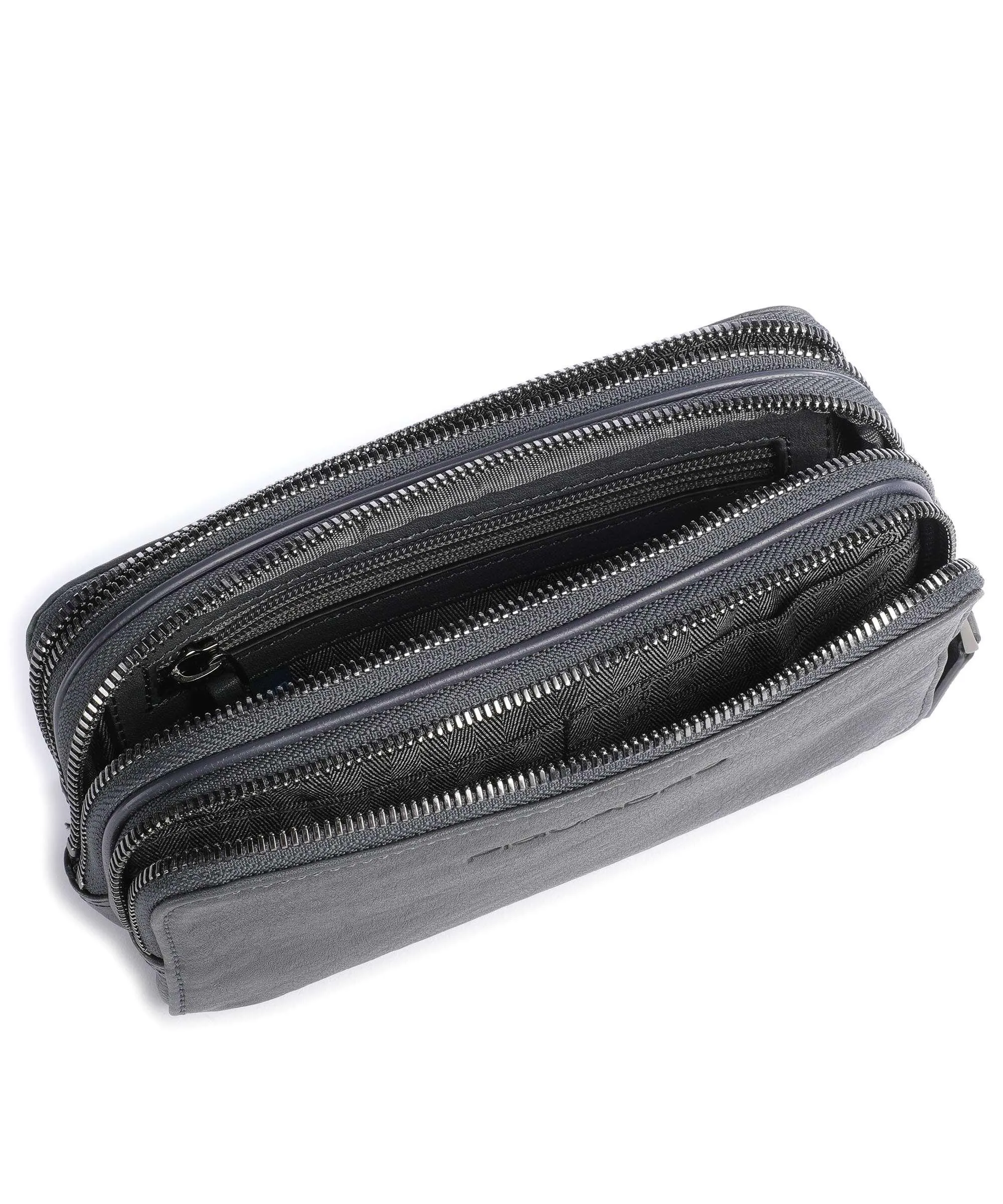  Piquadro Black Square Borsa da polso pelle, pelle a grana fine blu scuro  