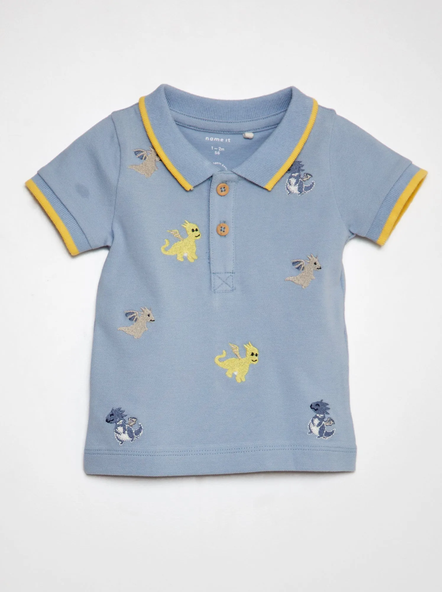 Polo con ricami dinosauro 'NAME IT' - blu