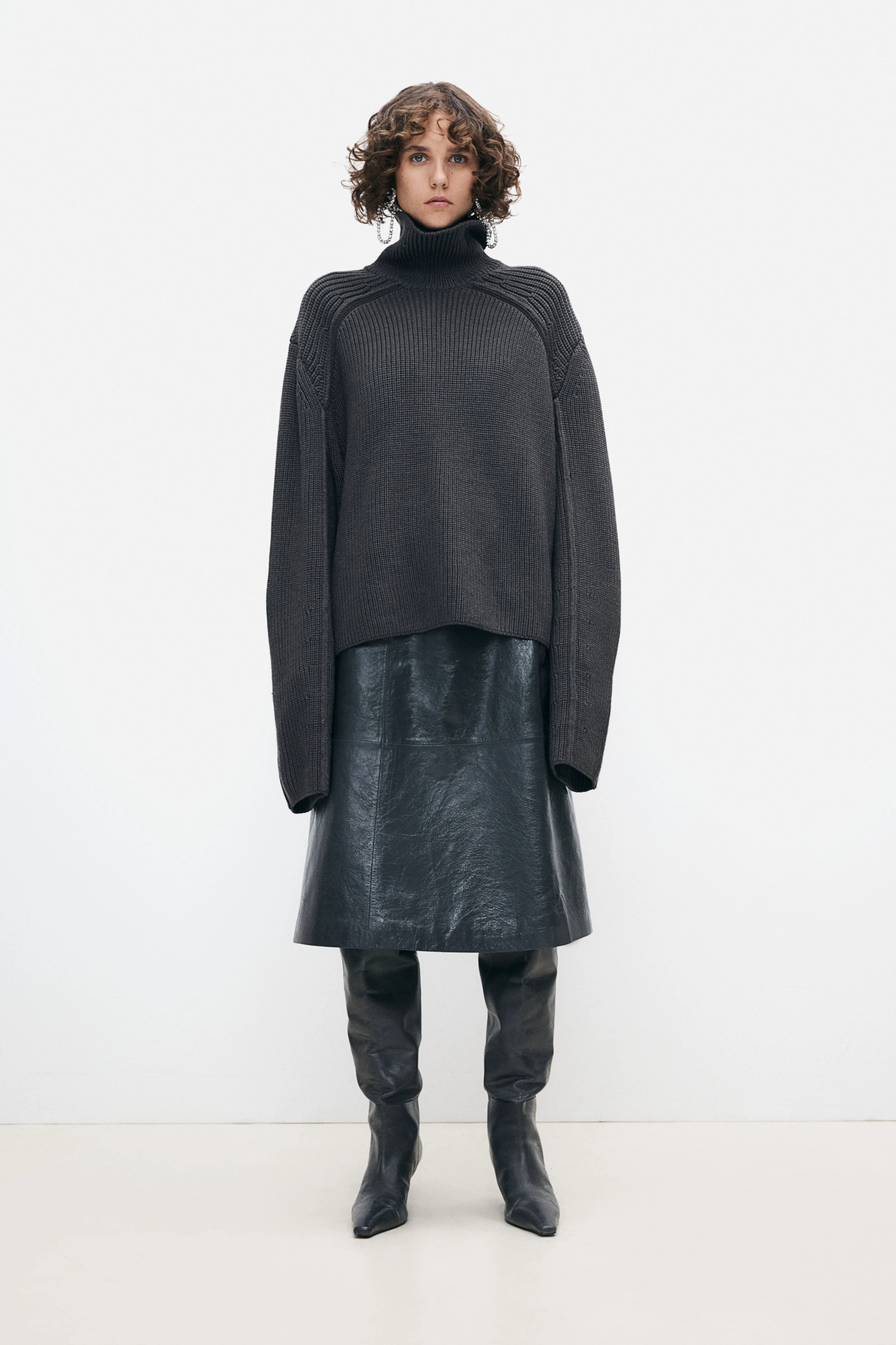 Pullover a collo alto in lana