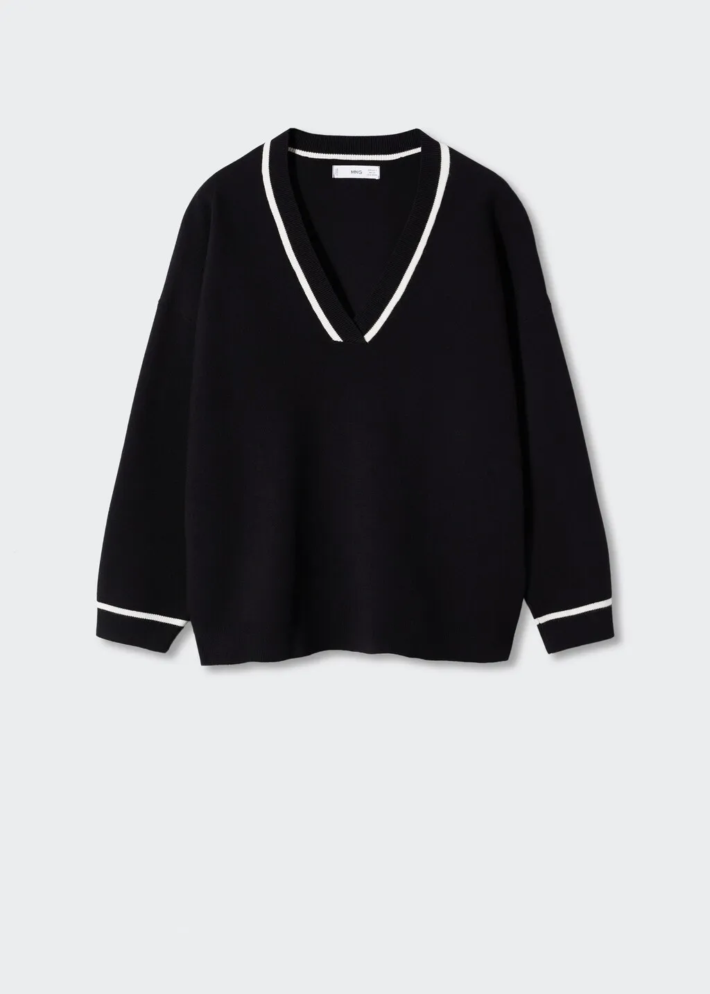 Pullover collo a V contrasto