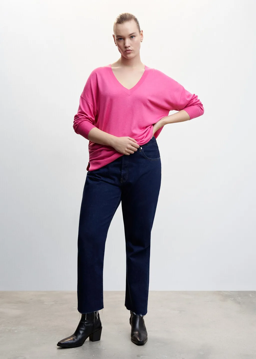Pullover collo a V spacchi